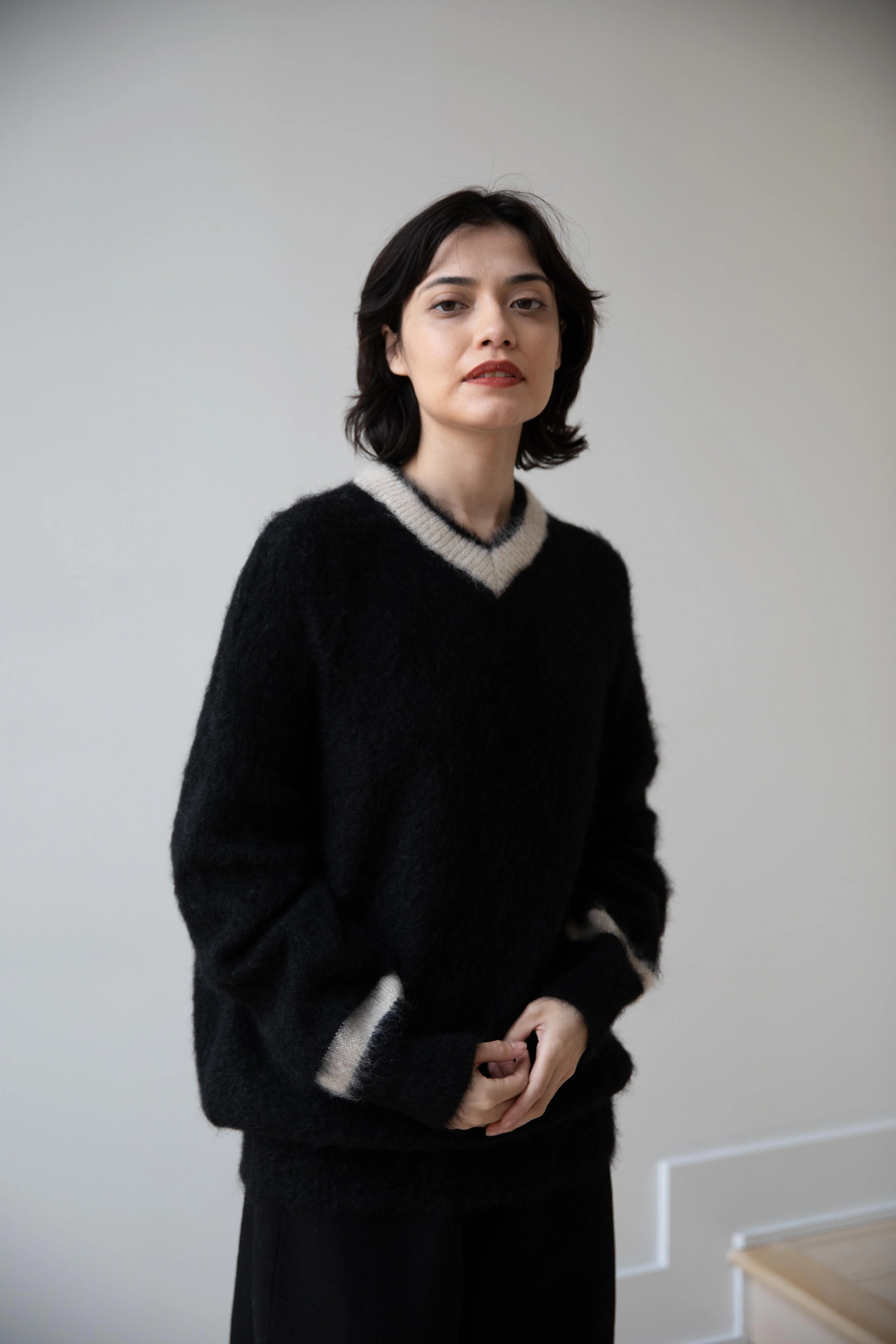 Old Man's Tailor | Mohair Cricket Sweater in Black - Image 3