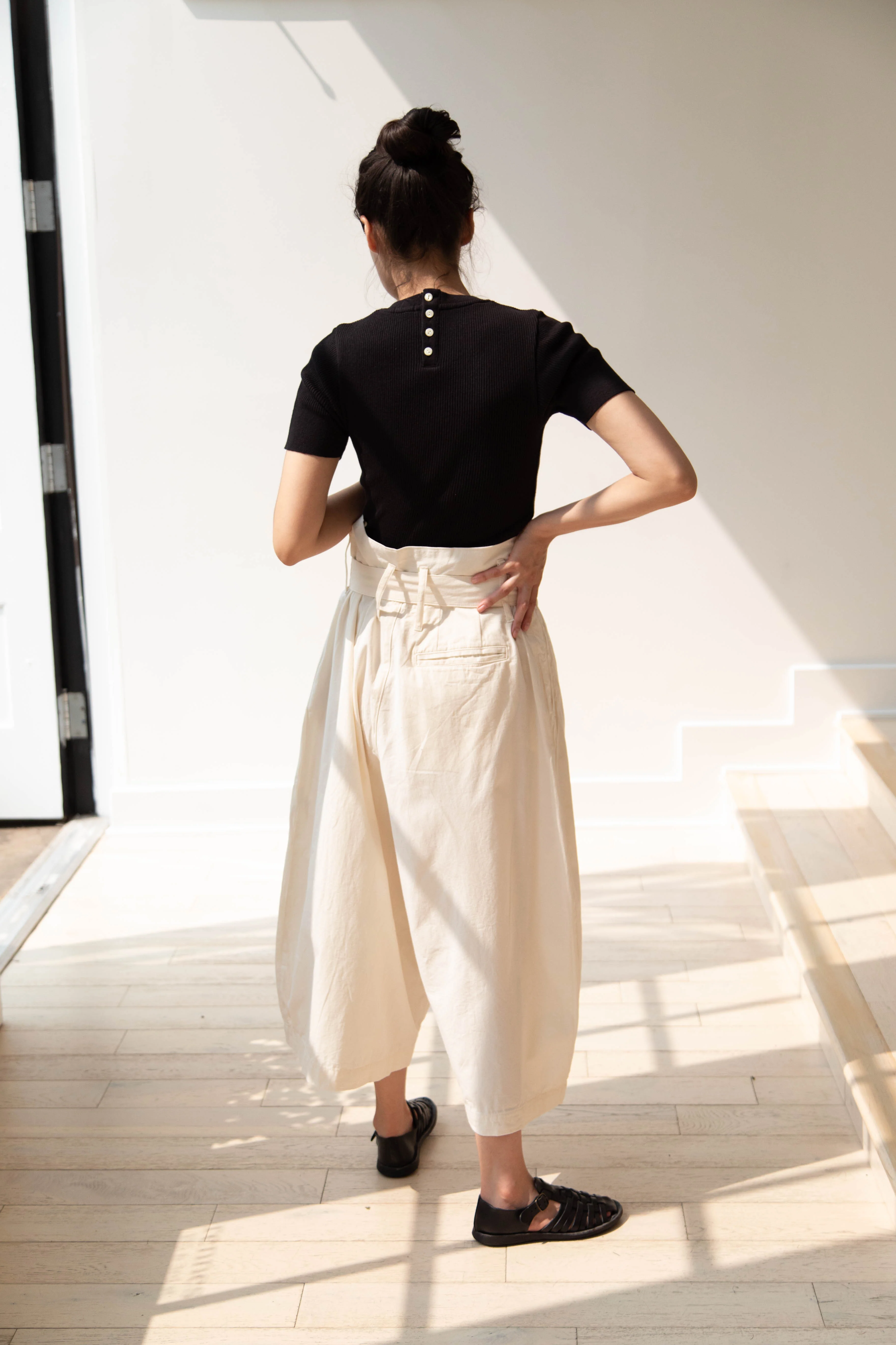 Old Man's Tailor | Ribbed Knit Half Sleeve Top in Black - Image 13