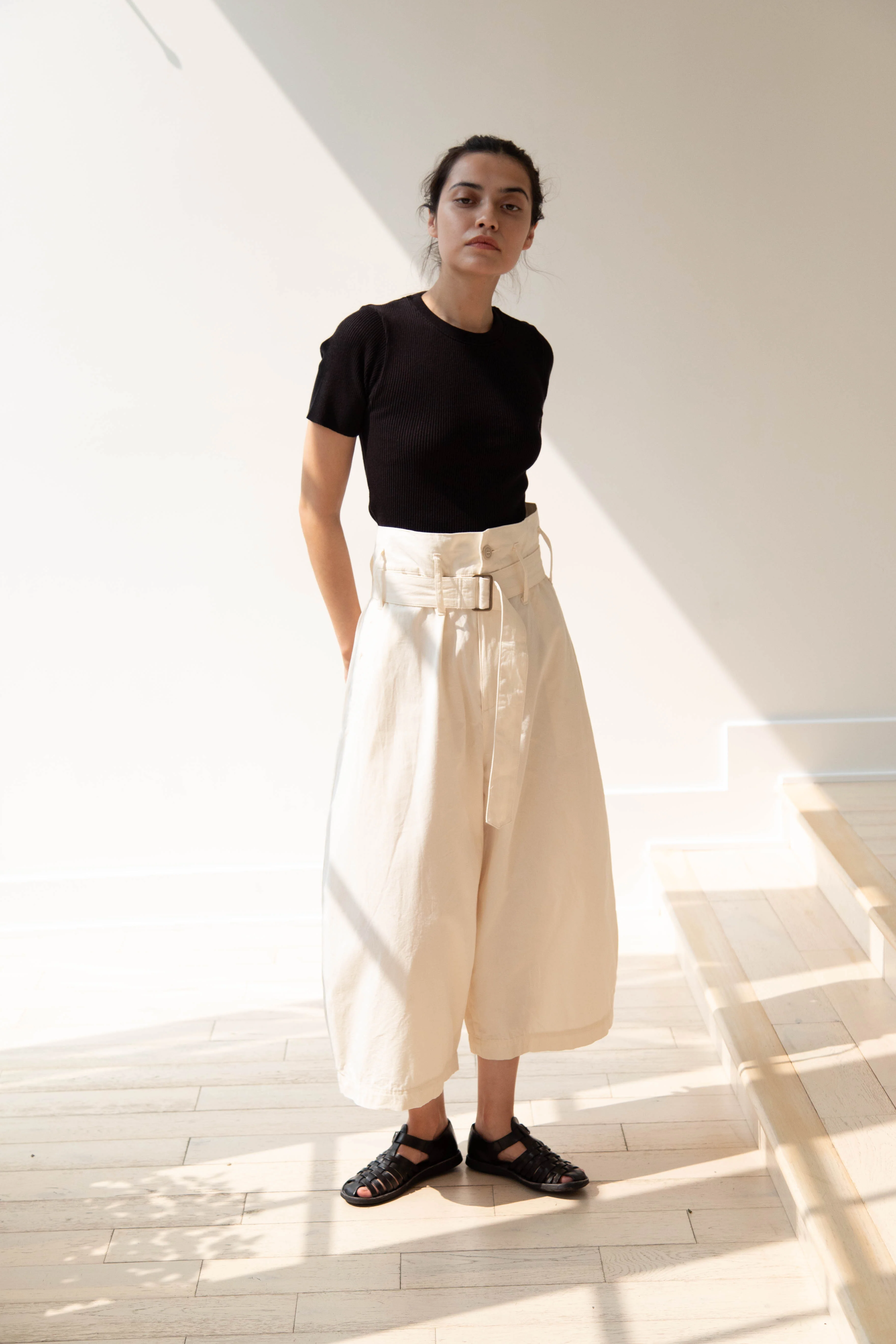 Old Man's Tailor | Ribbed Knit Half Sleeve Top in Black - Image 17
