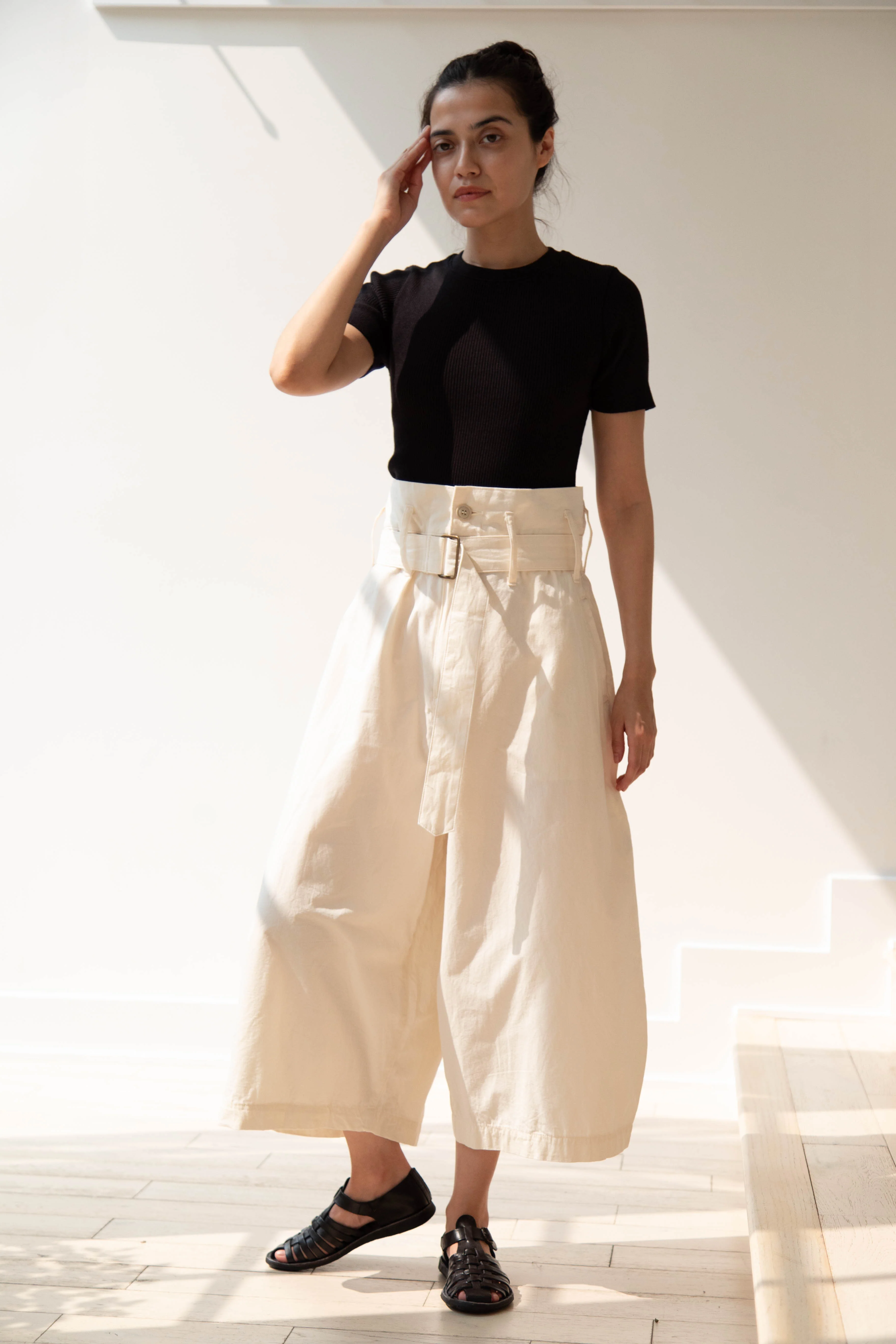Old Man's Tailor | Ribbed Knit Half Sleeve Top in Black - Image 19