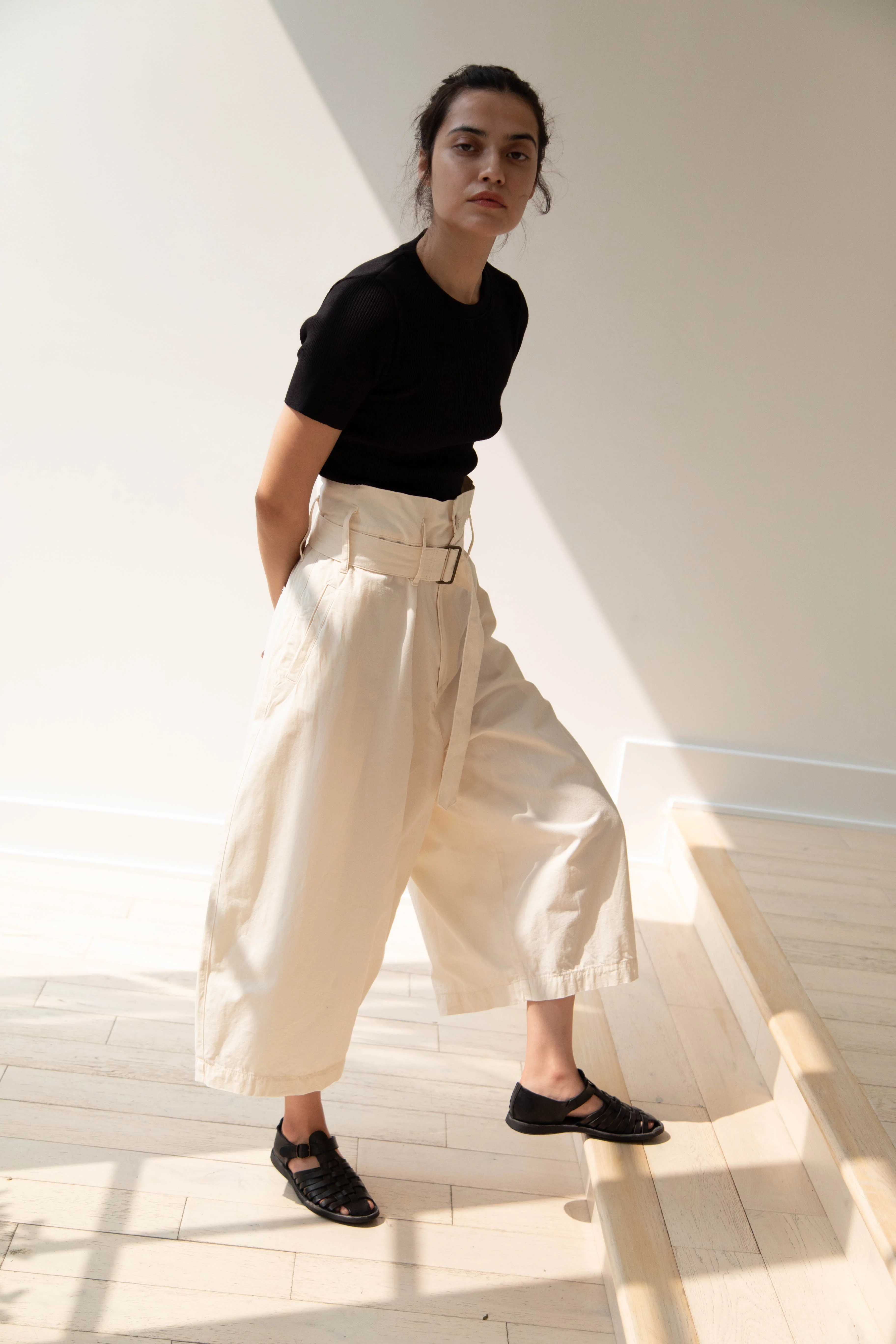 Old Man's Tailor | Ribbed Knit Half Sleeve Top in Black - Image 28