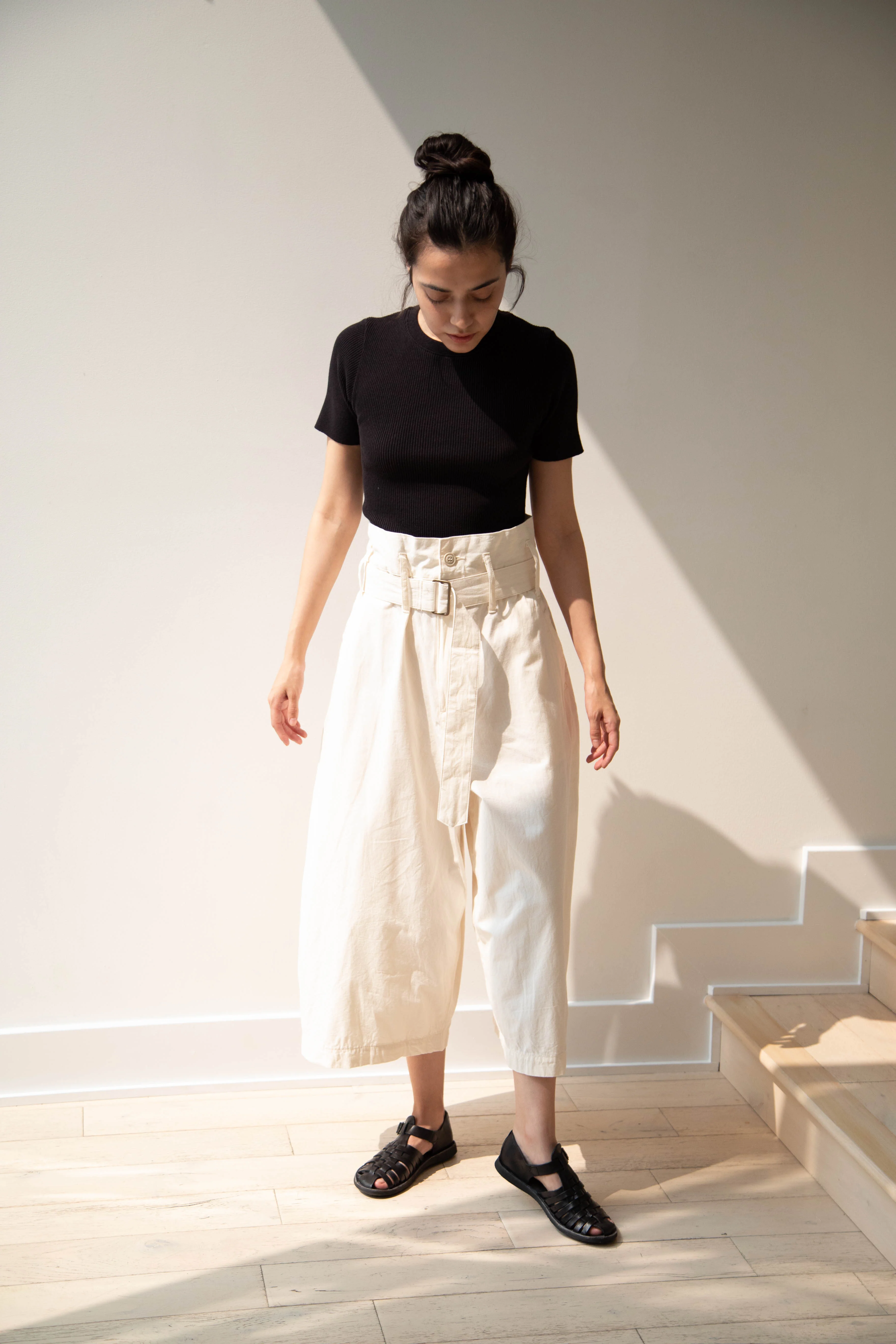 Old Man's Tailor | Ribbed Knit Half Sleeve Top in Black - Image 30
