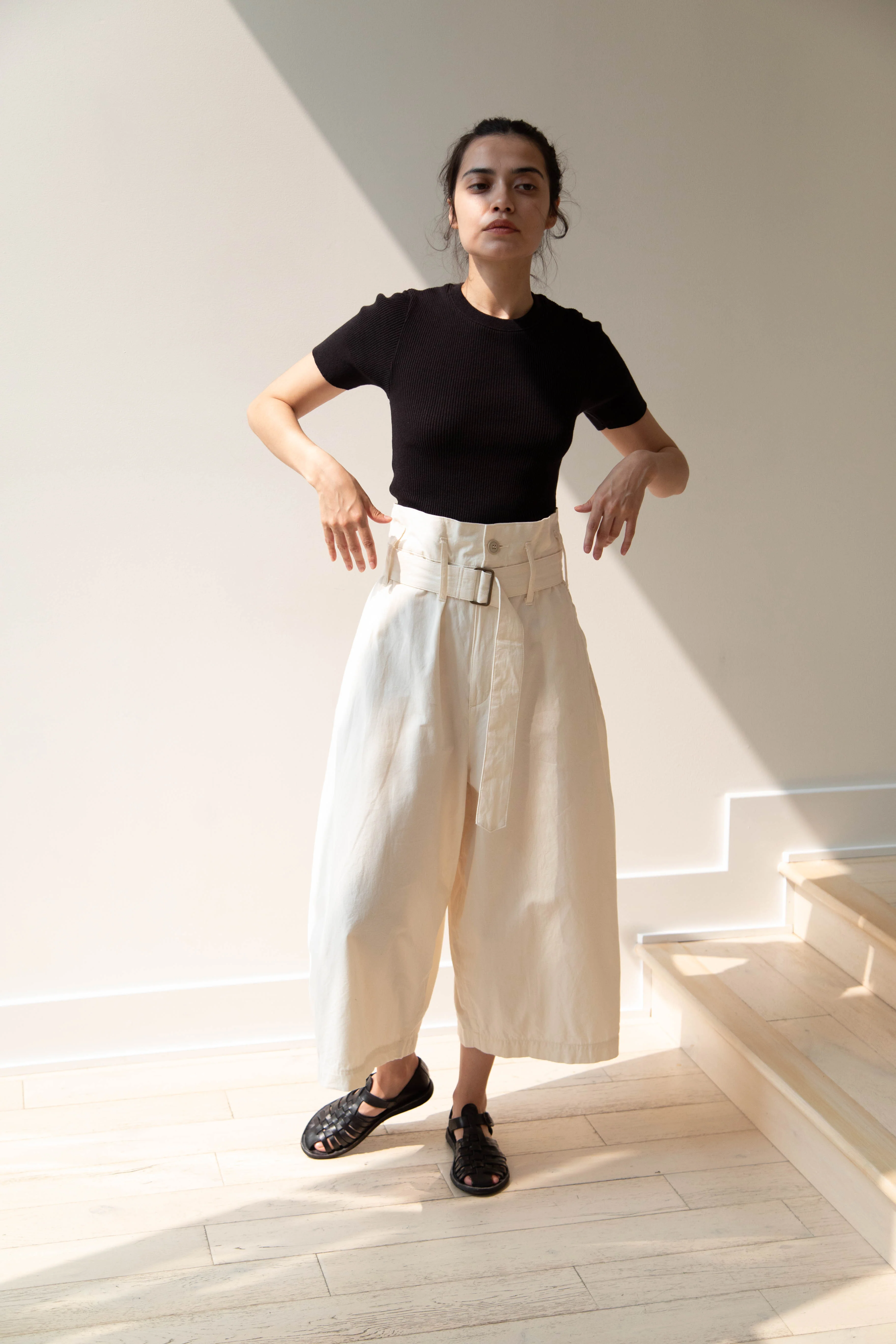 Old Man's Tailor | Ribbed Knit Half Sleeve Top in Black - Image 31