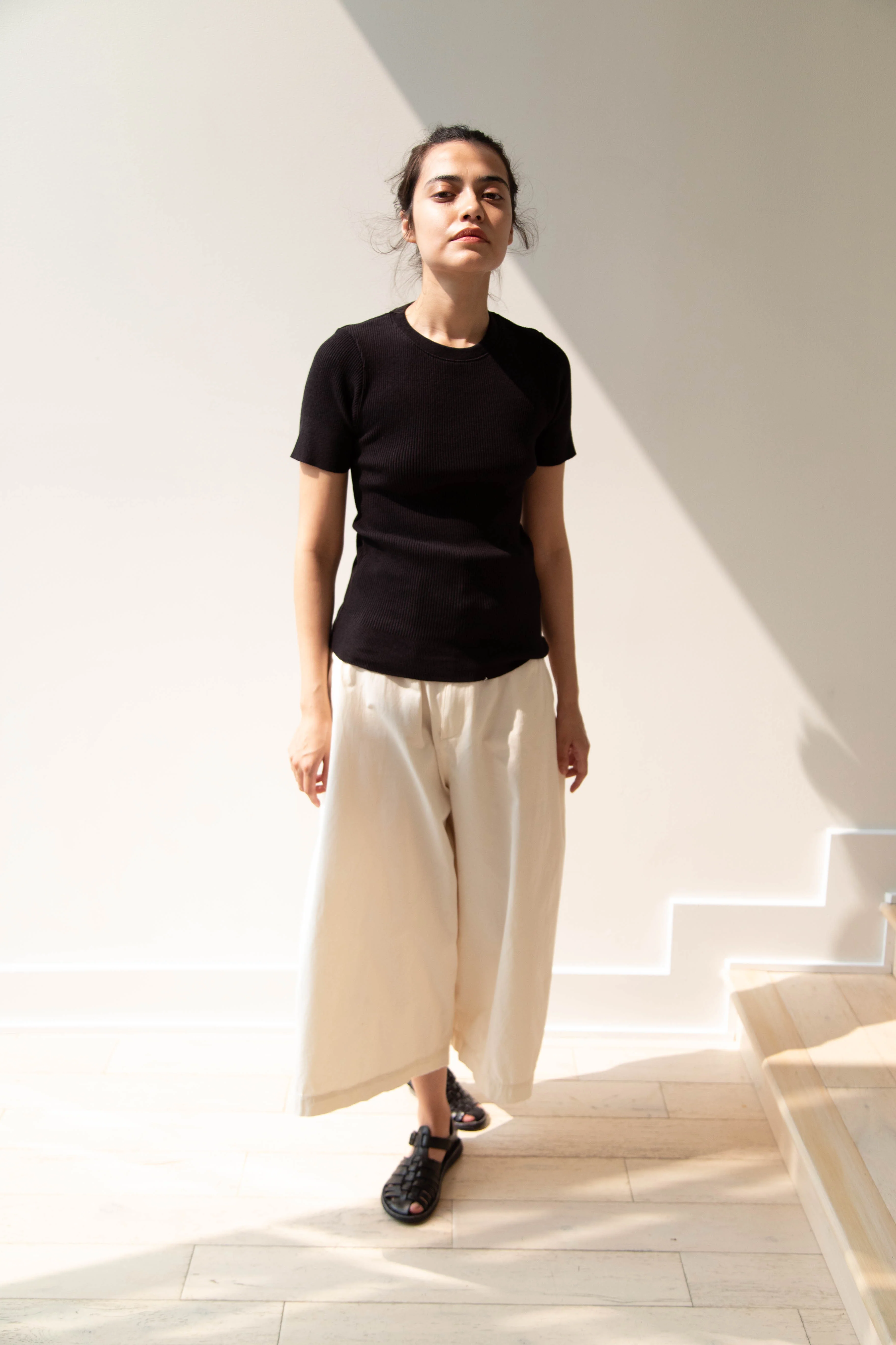 Old Man's Tailor | Ribbed Knit Half Sleeve Top in Black - Image 35