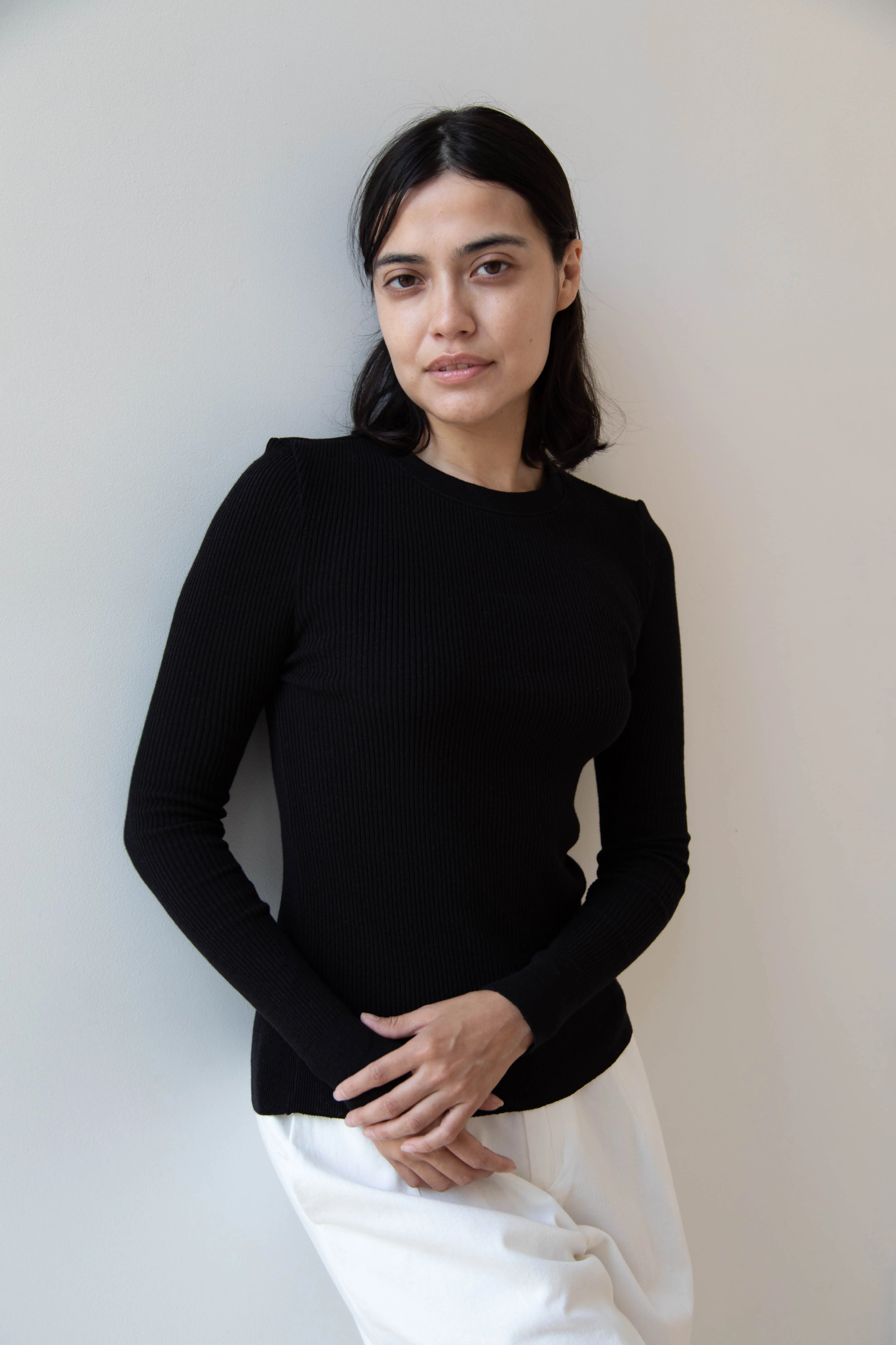 Old Man's Tailor | Ribbed Knit Long Sleeve Top in Black - Image 18