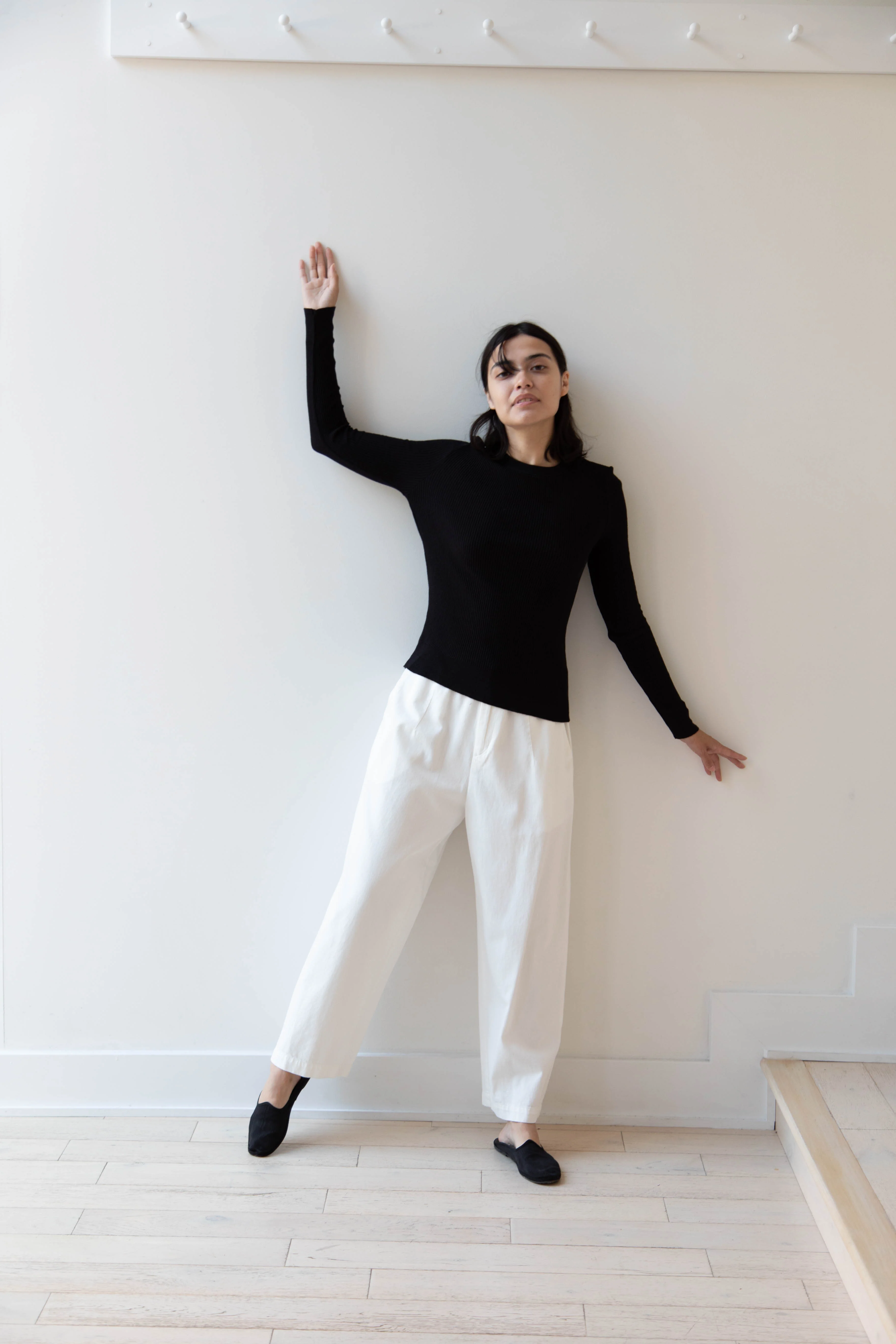 Old Man's Tailor | Ribbed Knit Long Sleeve Top in Black - Image 7