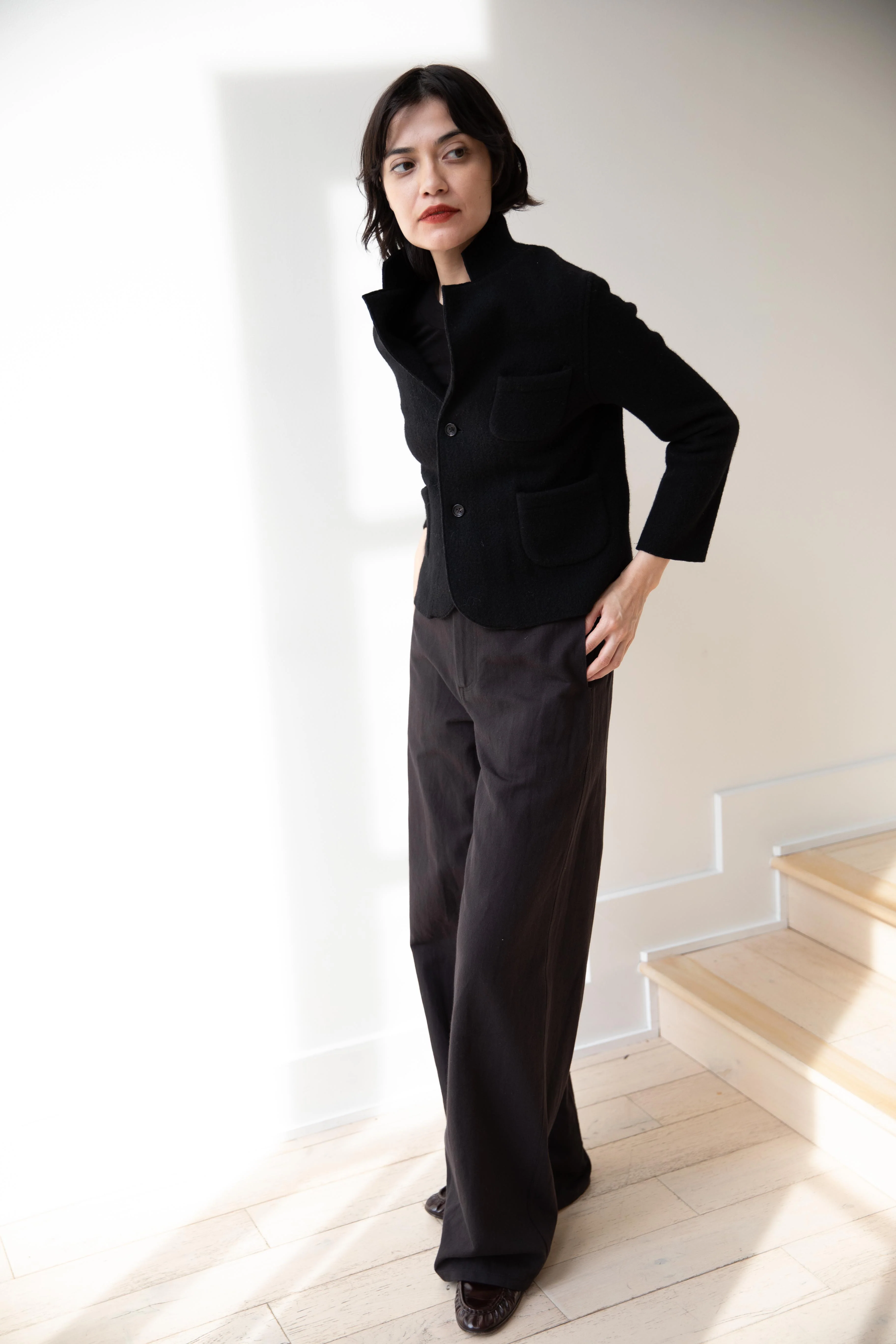 Old Man's Tailor | Wool Felt Knit Jacket in Black - Image 18