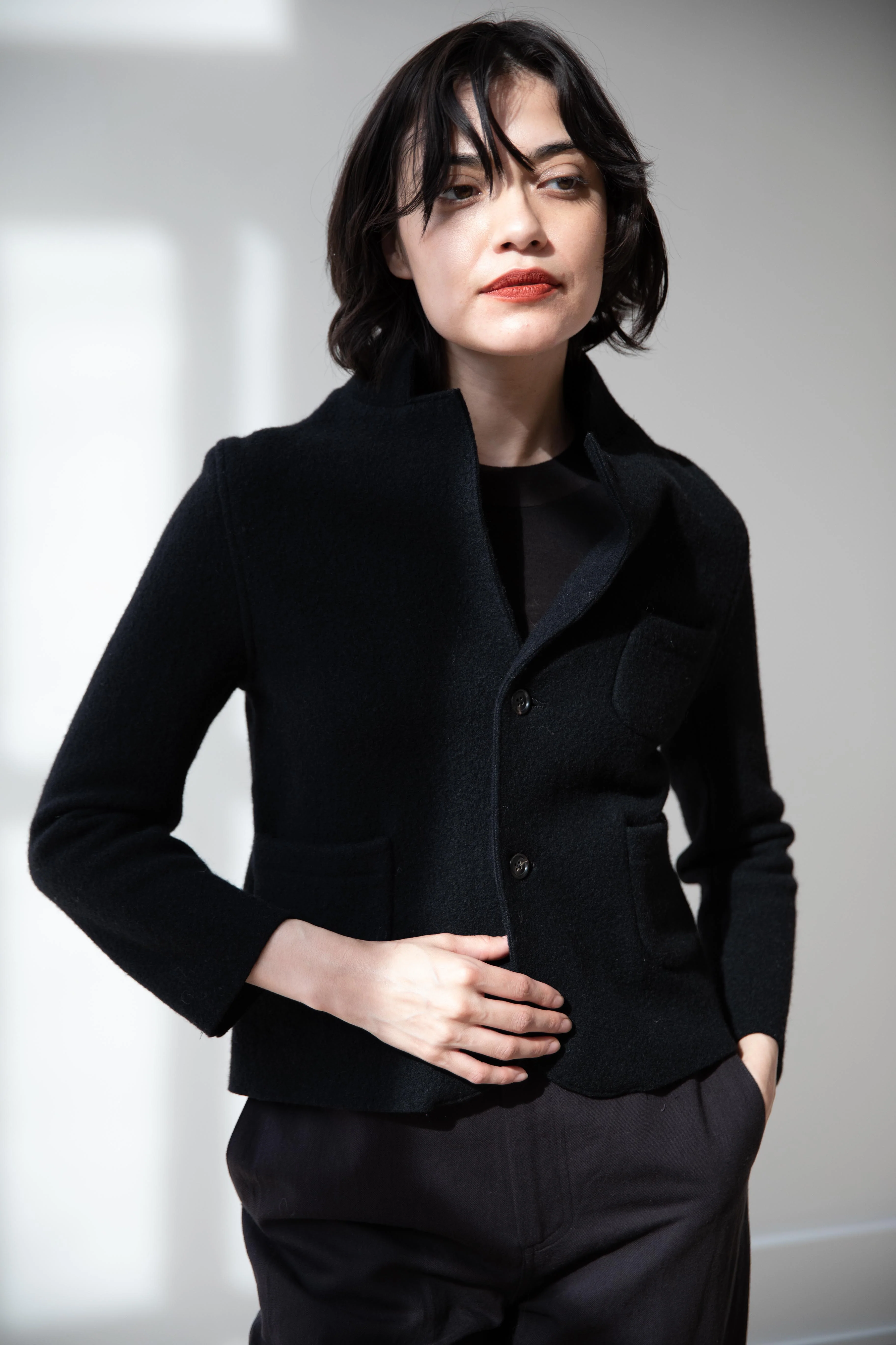 Old Man's Tailor | Wool Felt Knit Jacket in Black - Image 19