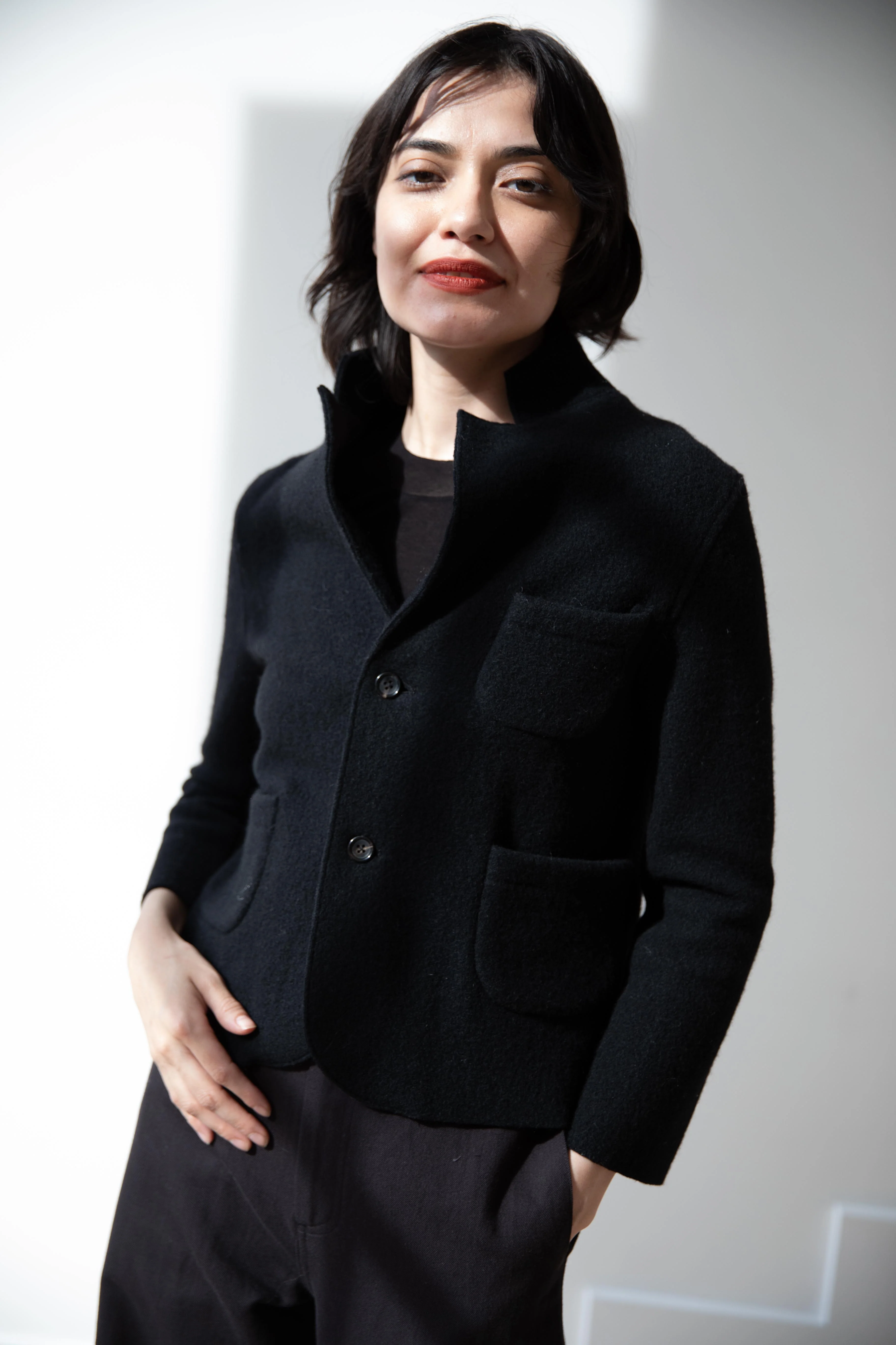 Old Man's Tailor | Wool Felt Knit Jacket in Black - Image 23
