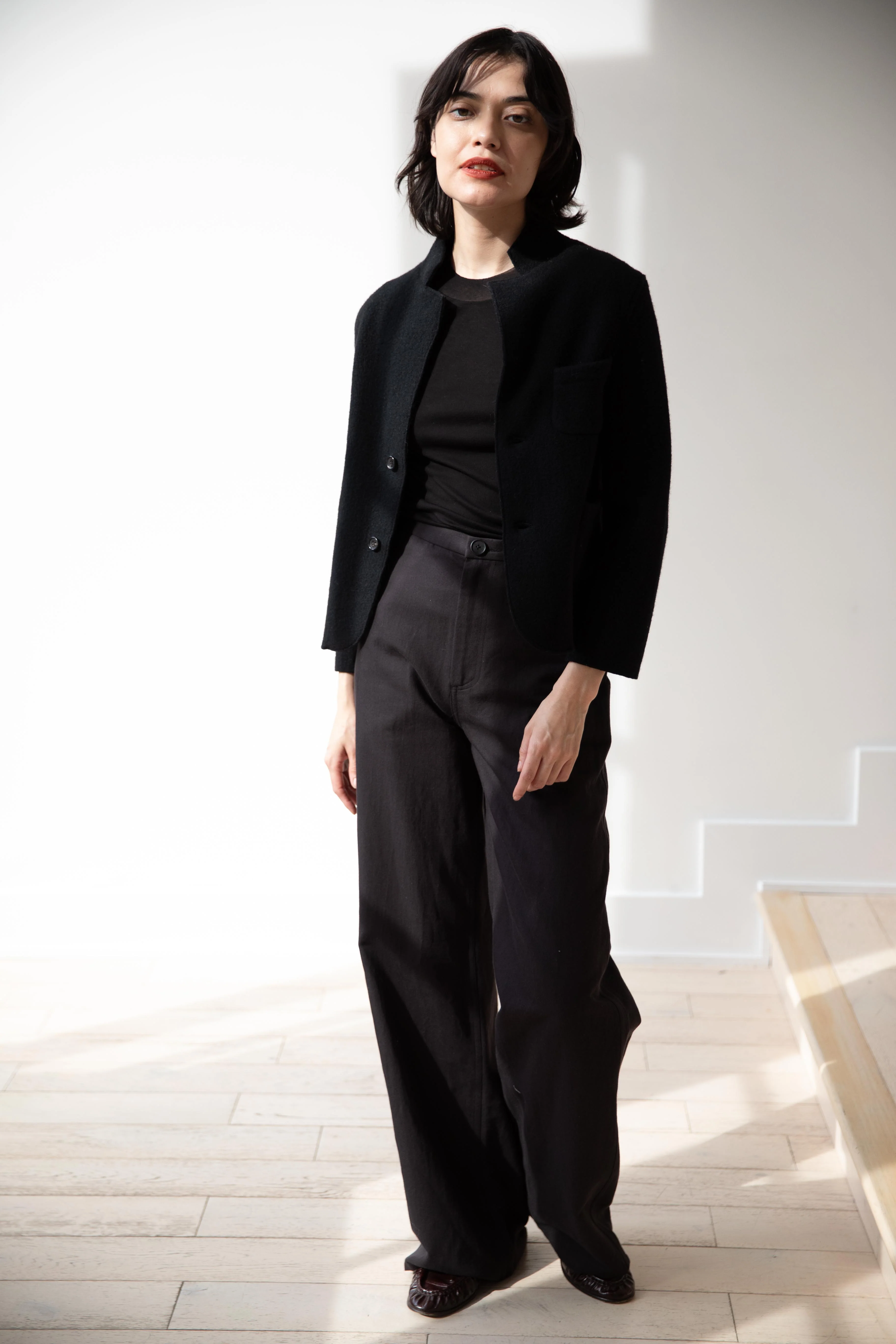 Old Man's Tailor | Wool Felt Knit Jacket in Black - Image 4