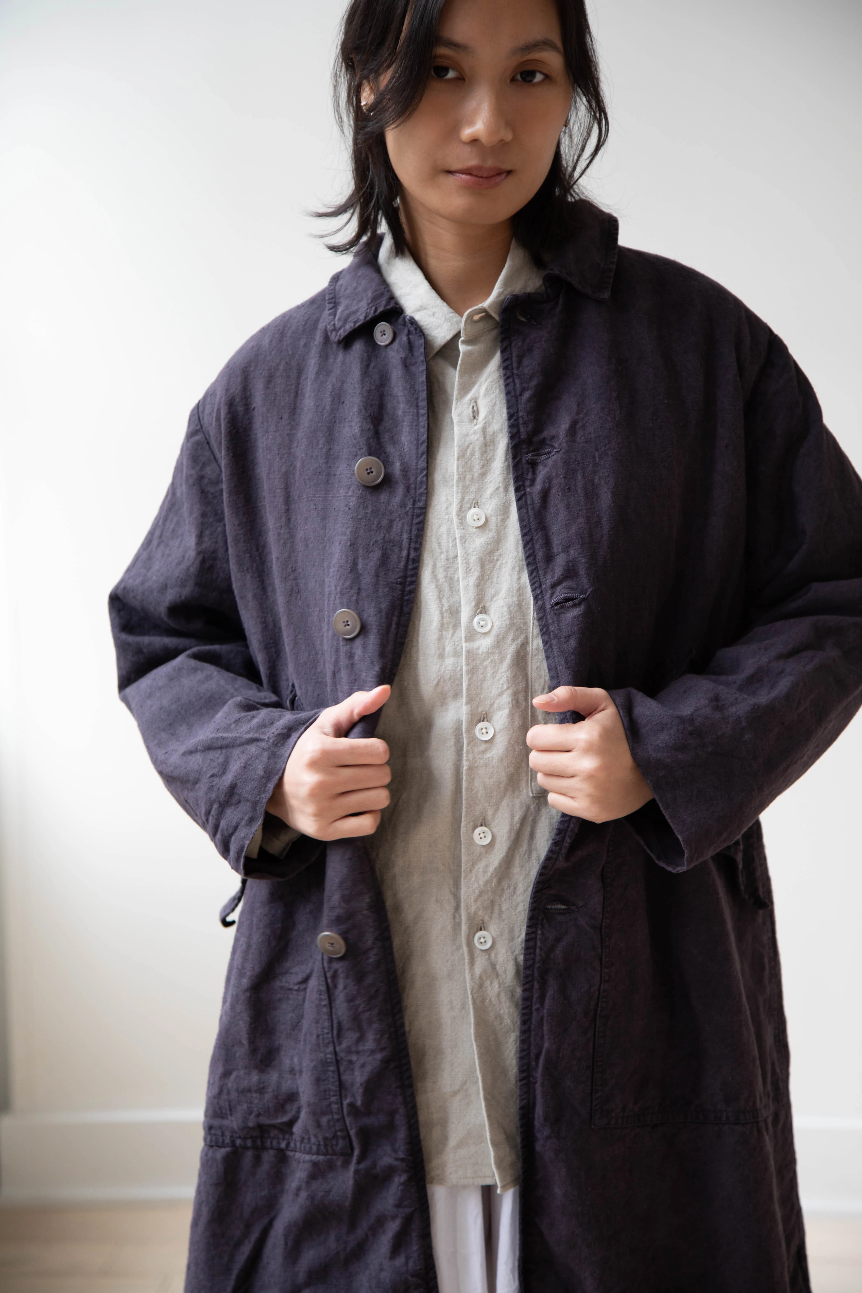 Oliver Church | Big Coat in Anthracite Antique Linen - Image 11