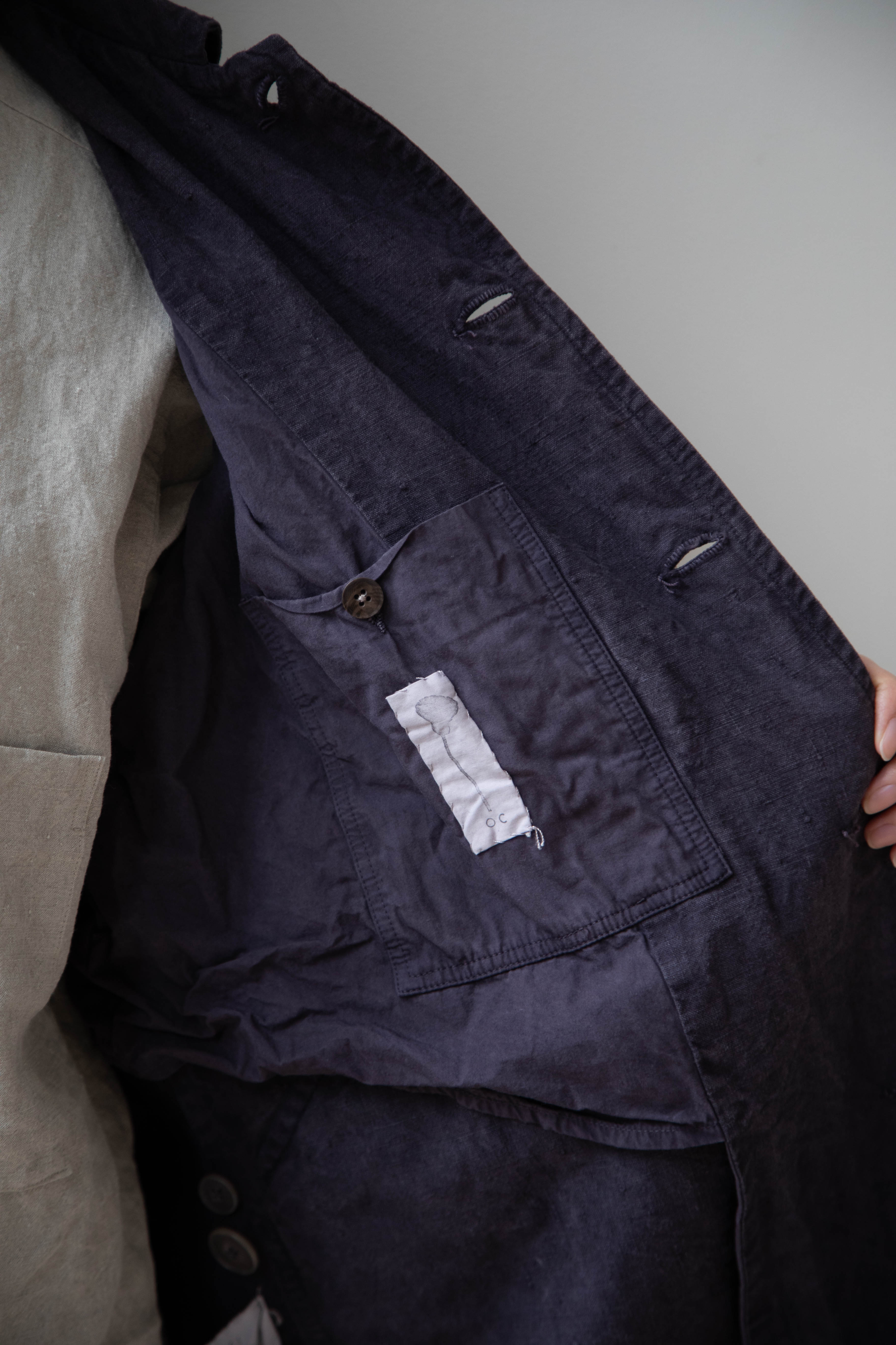 Oliver Church | Big Coat in Anthracite Antique Linen - Image 12