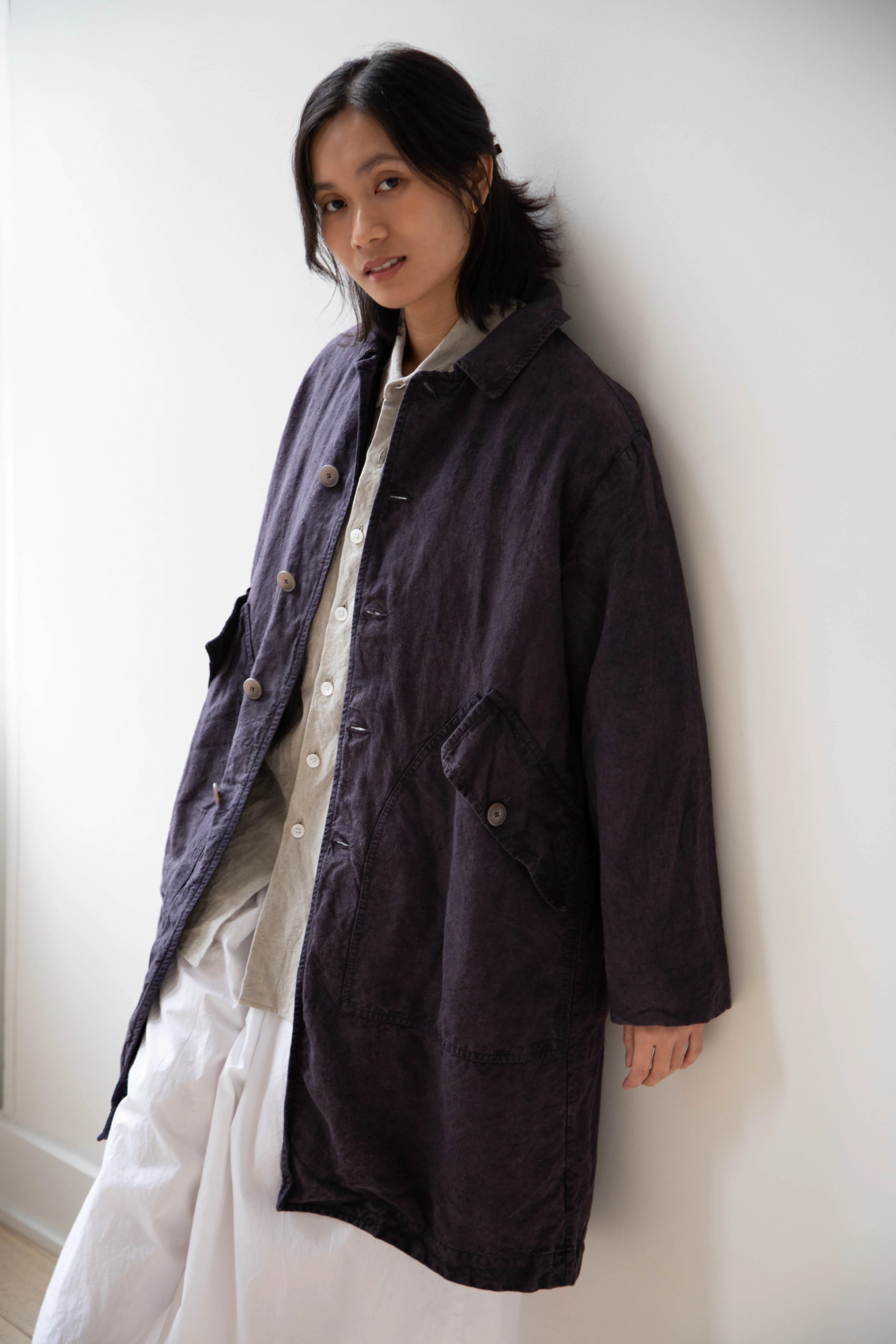 Oliver Church | Big Coat in Anthracite Antique Linen - Image 26