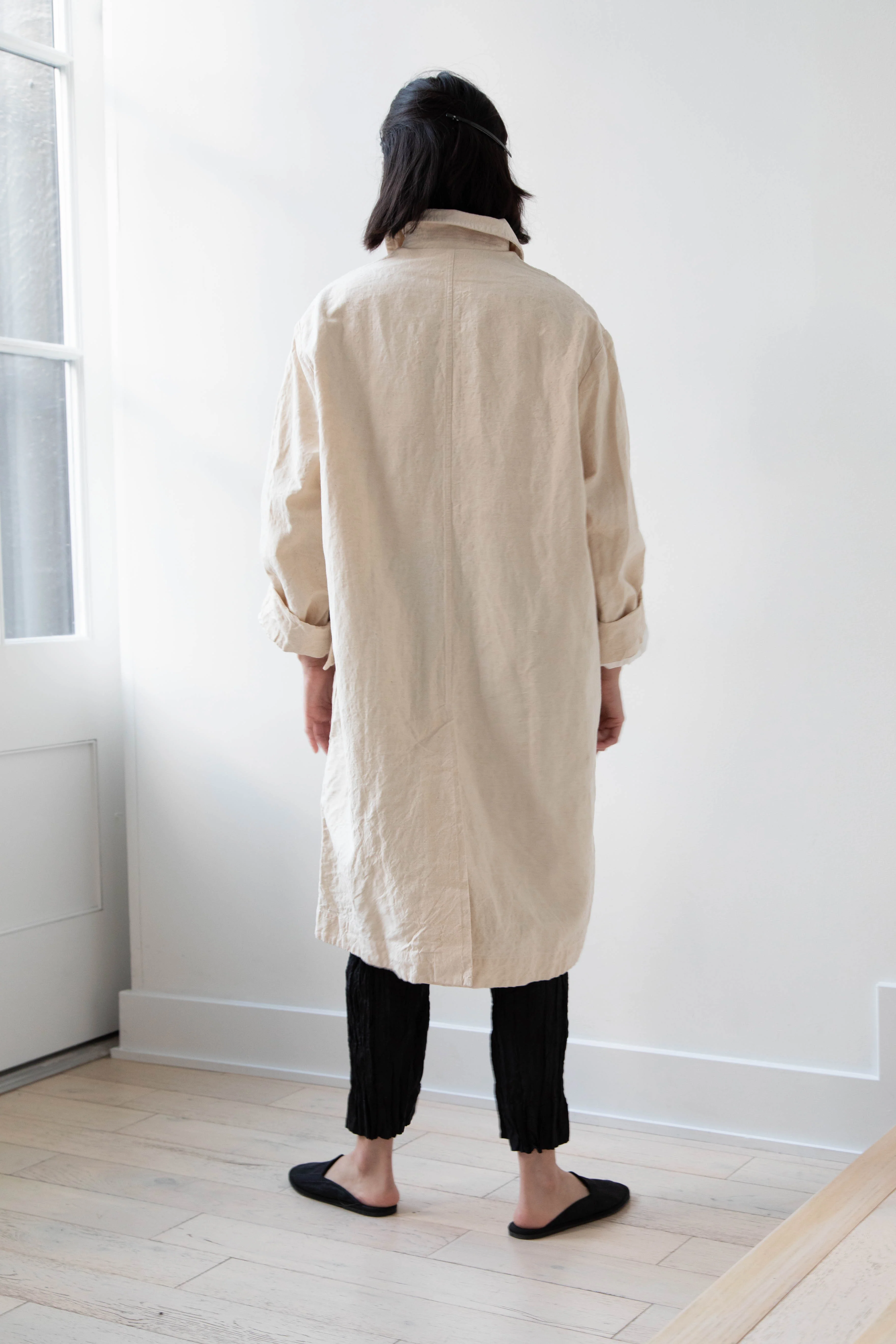 Oliver Church | Big Coat in Natural Antique Cotton Linen - Image 23