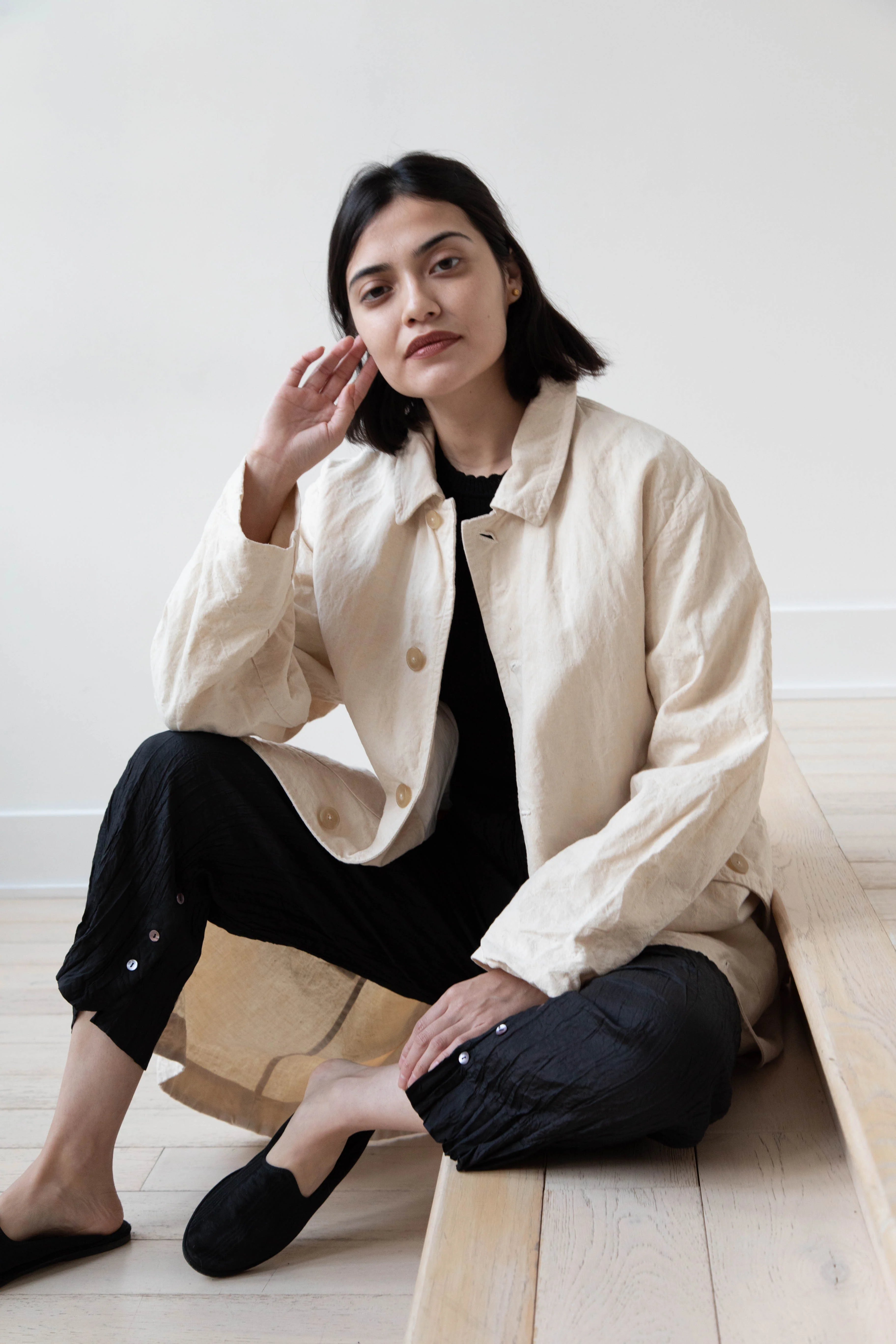 Oliver Church | Big Coat in Natural Antique Cotton Linen - Image 30