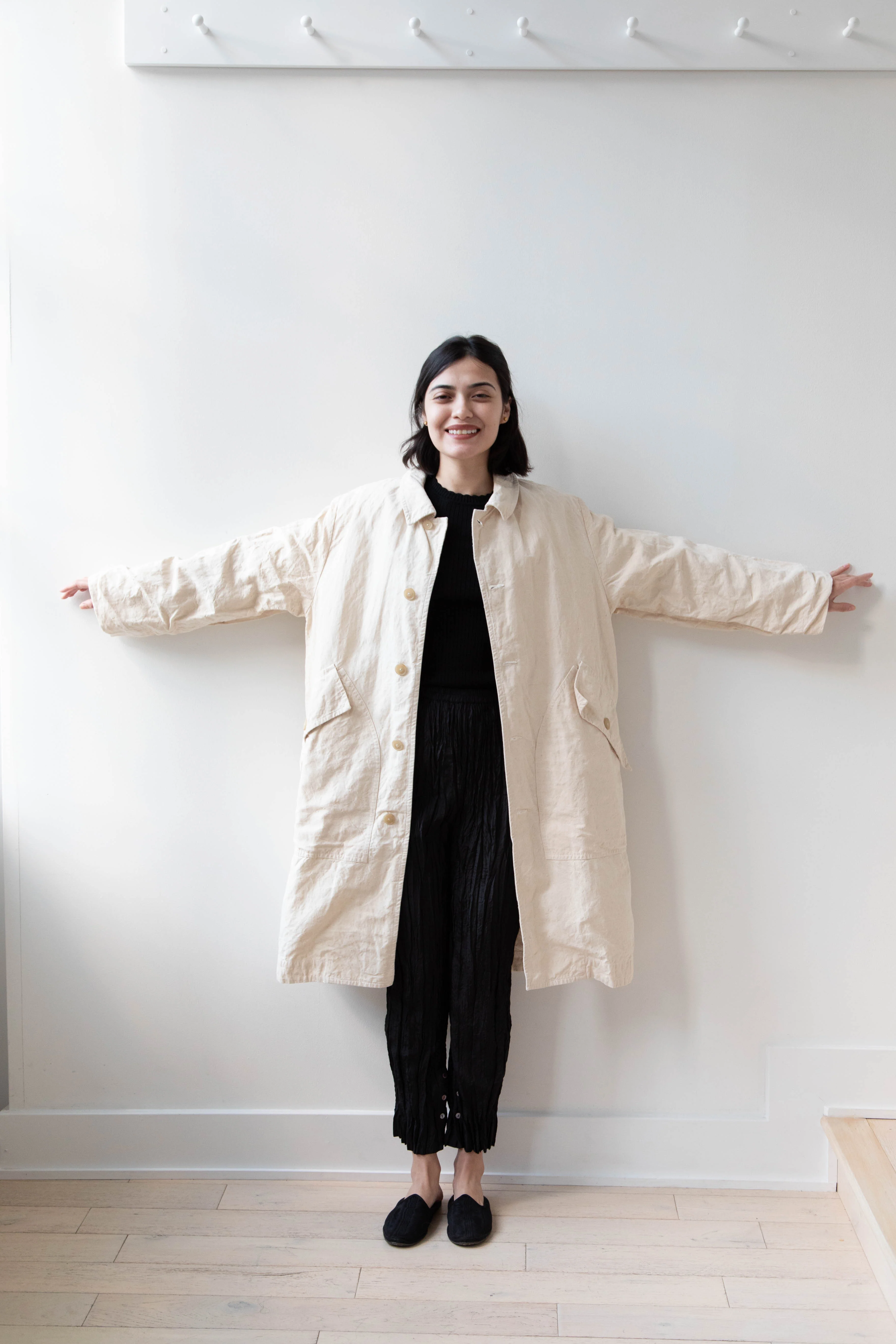 Oliver Church | Big Coat in Natural Antique Cotton Linen - Image 6