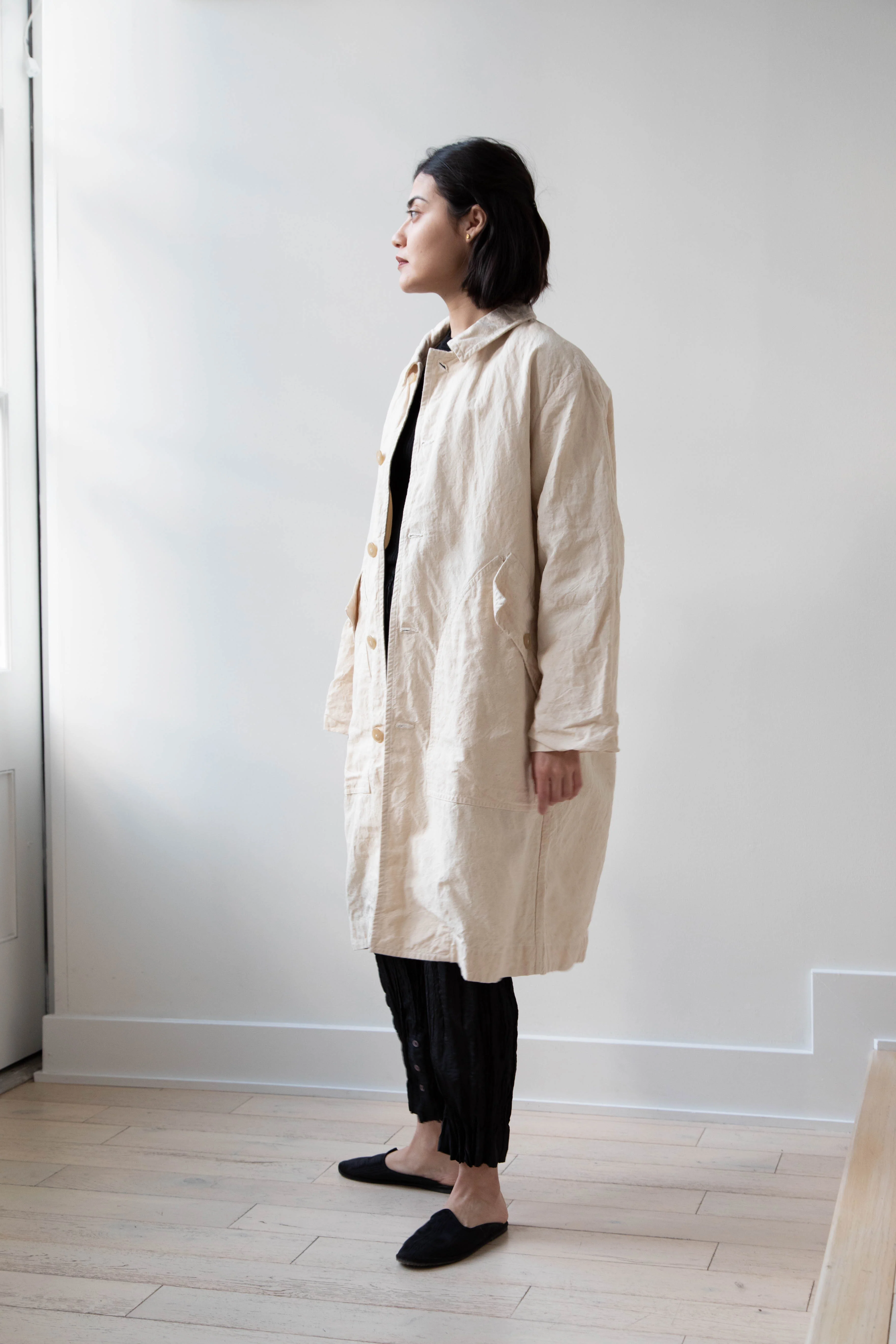Oliver Church | Big Coat in Natural Antique Cotton Linen - Image 8