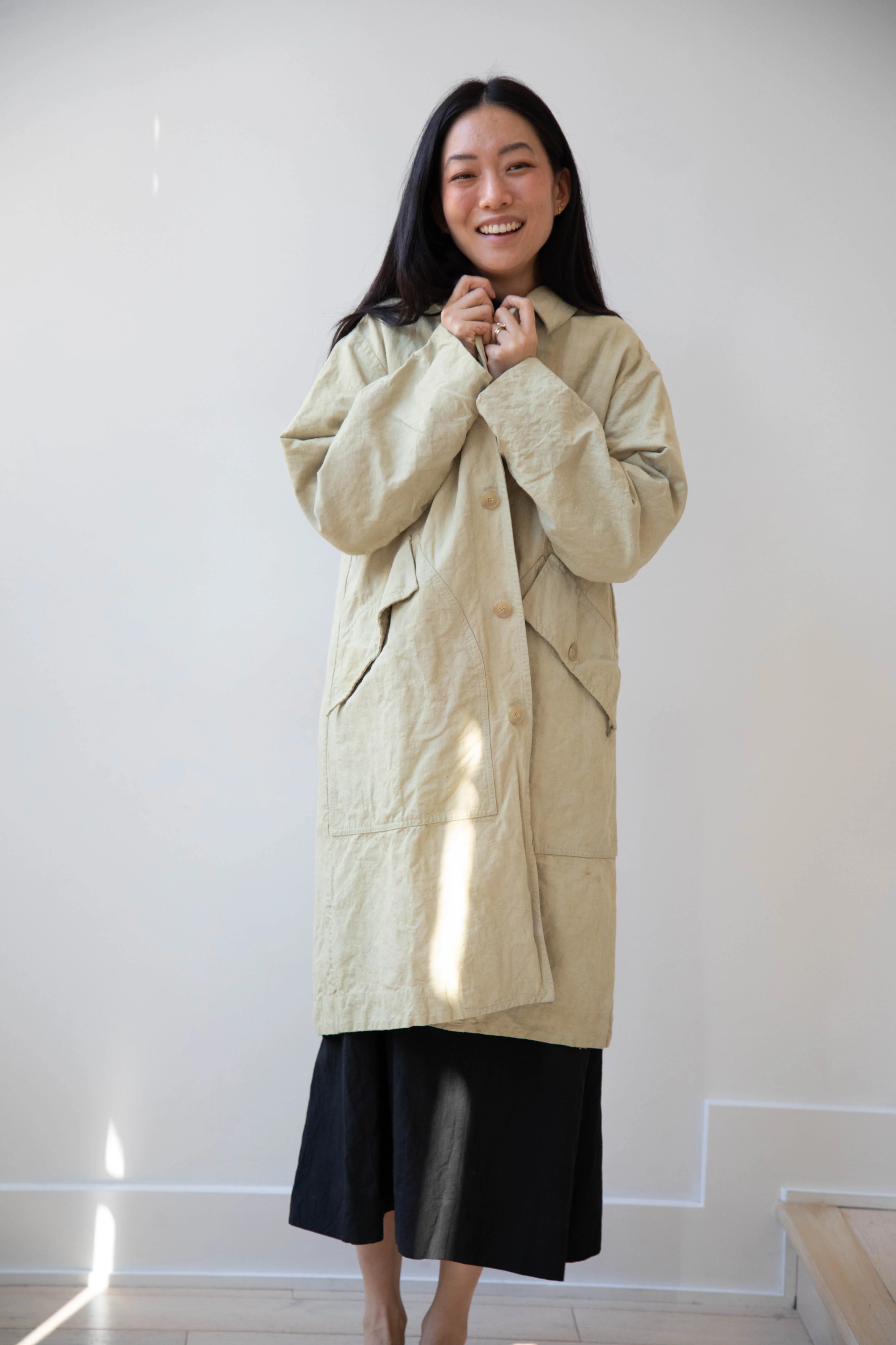 Oliver Church | Big Coat in Olive Antique French Linen Cotton - Image 20