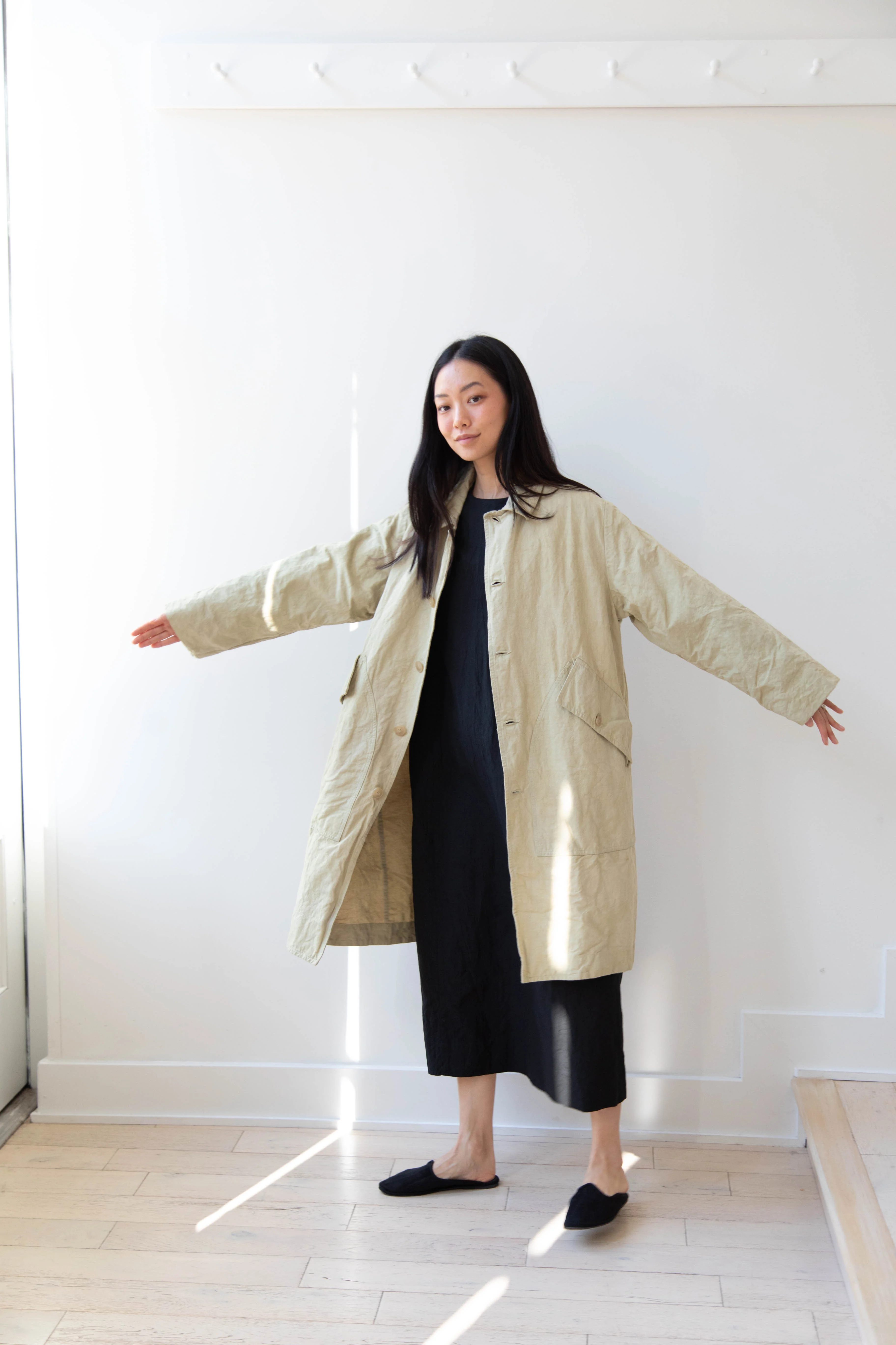 Oliver Church | Big Coat in Olive Antique French Linen Cotton - Image 28