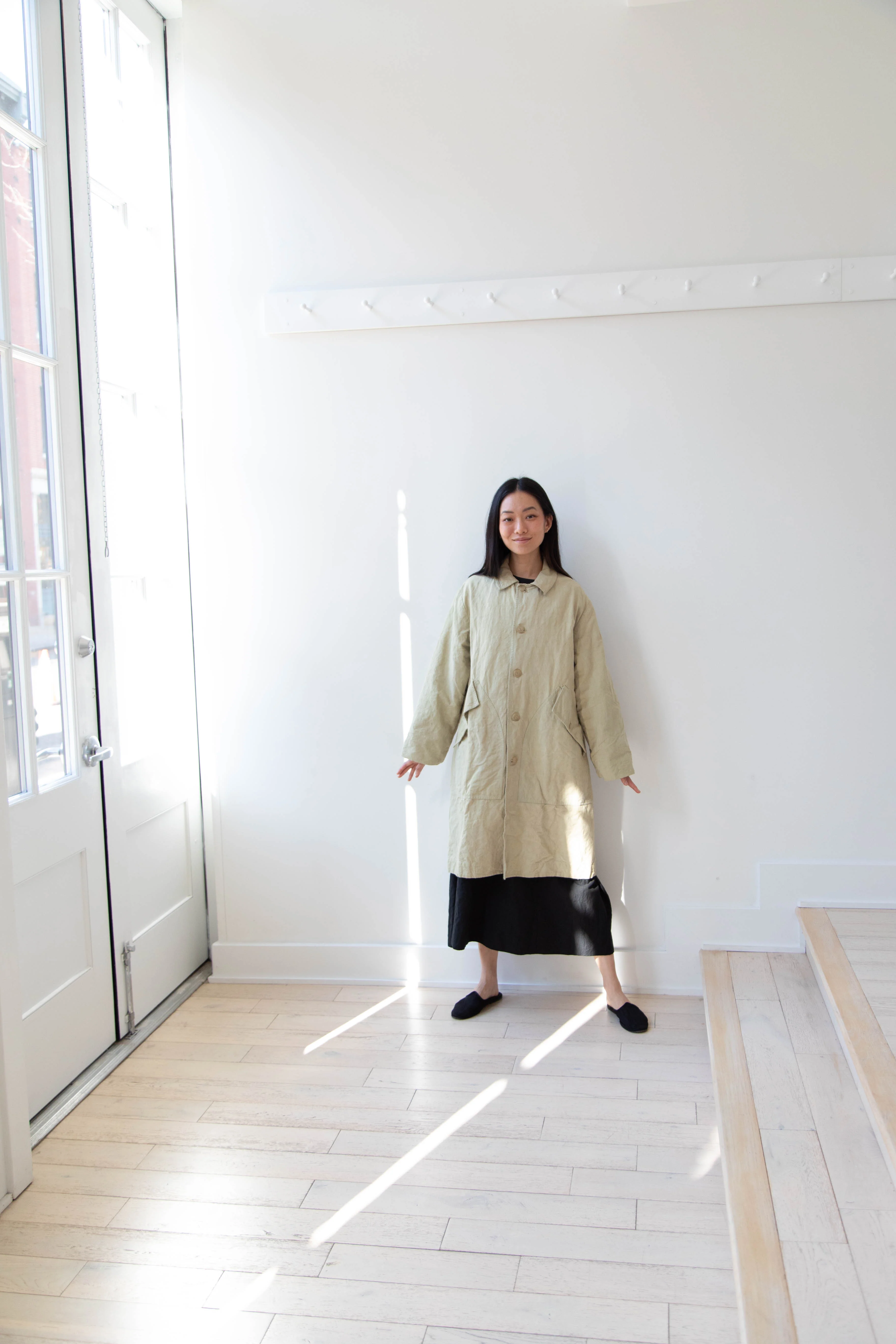 Oliver Church | Big Coat in Olive Antique French Linen Cotton - Image 36