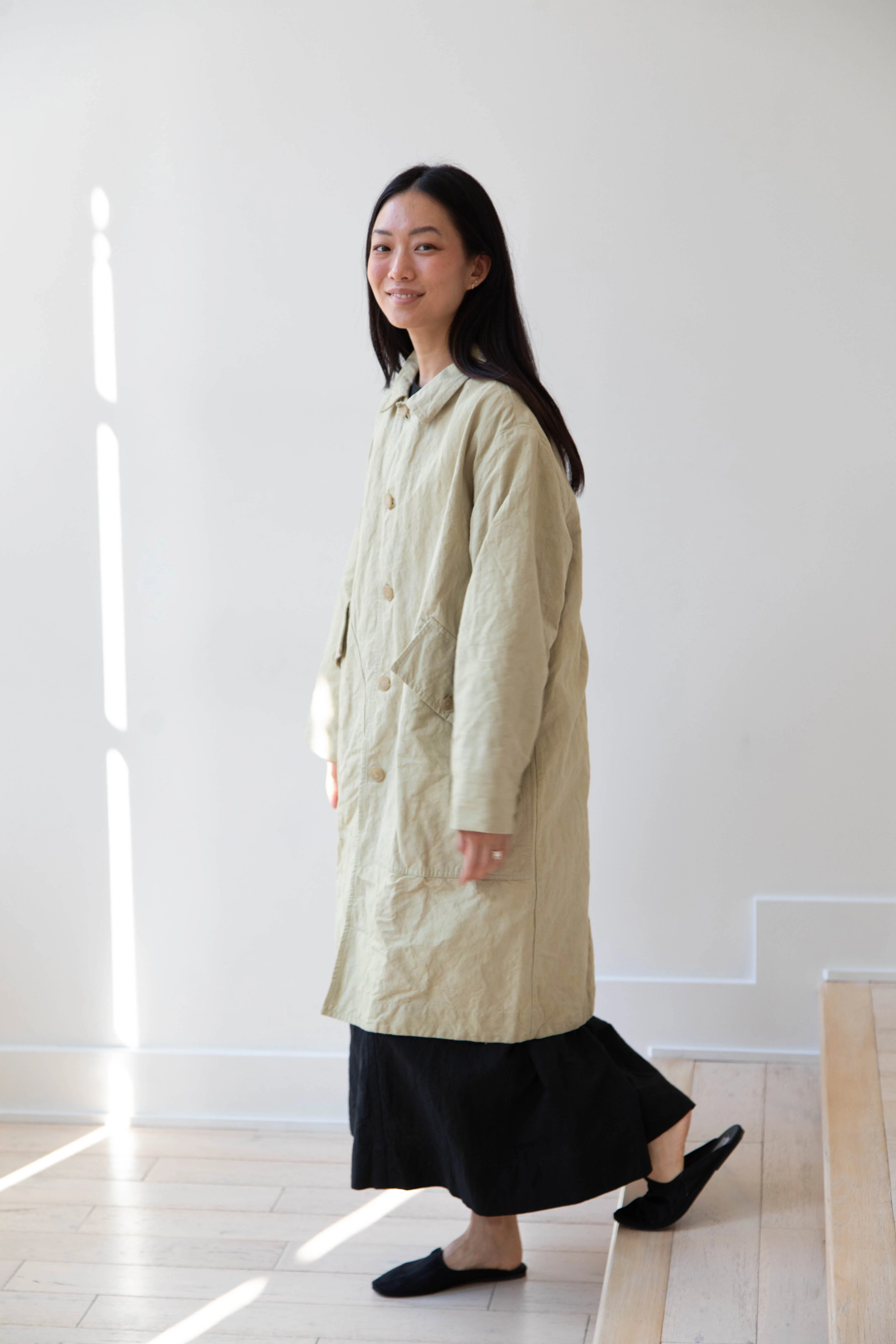 Oliver Church | Big Coat in Olive Antique French Linen Cotton - Image 40