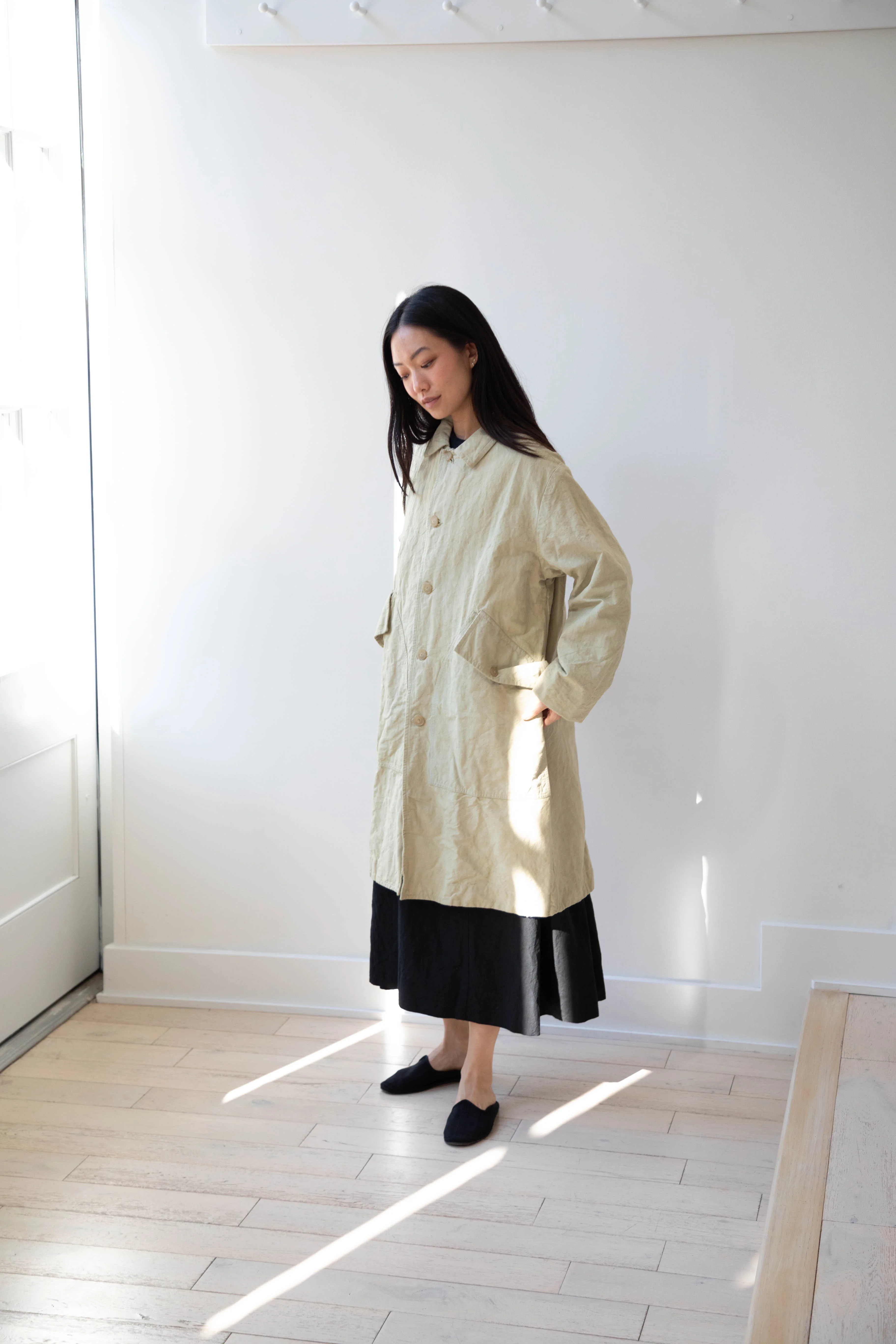 Oliver Church | Big Coat in Olive Antique French Linen Cotton - Image 41