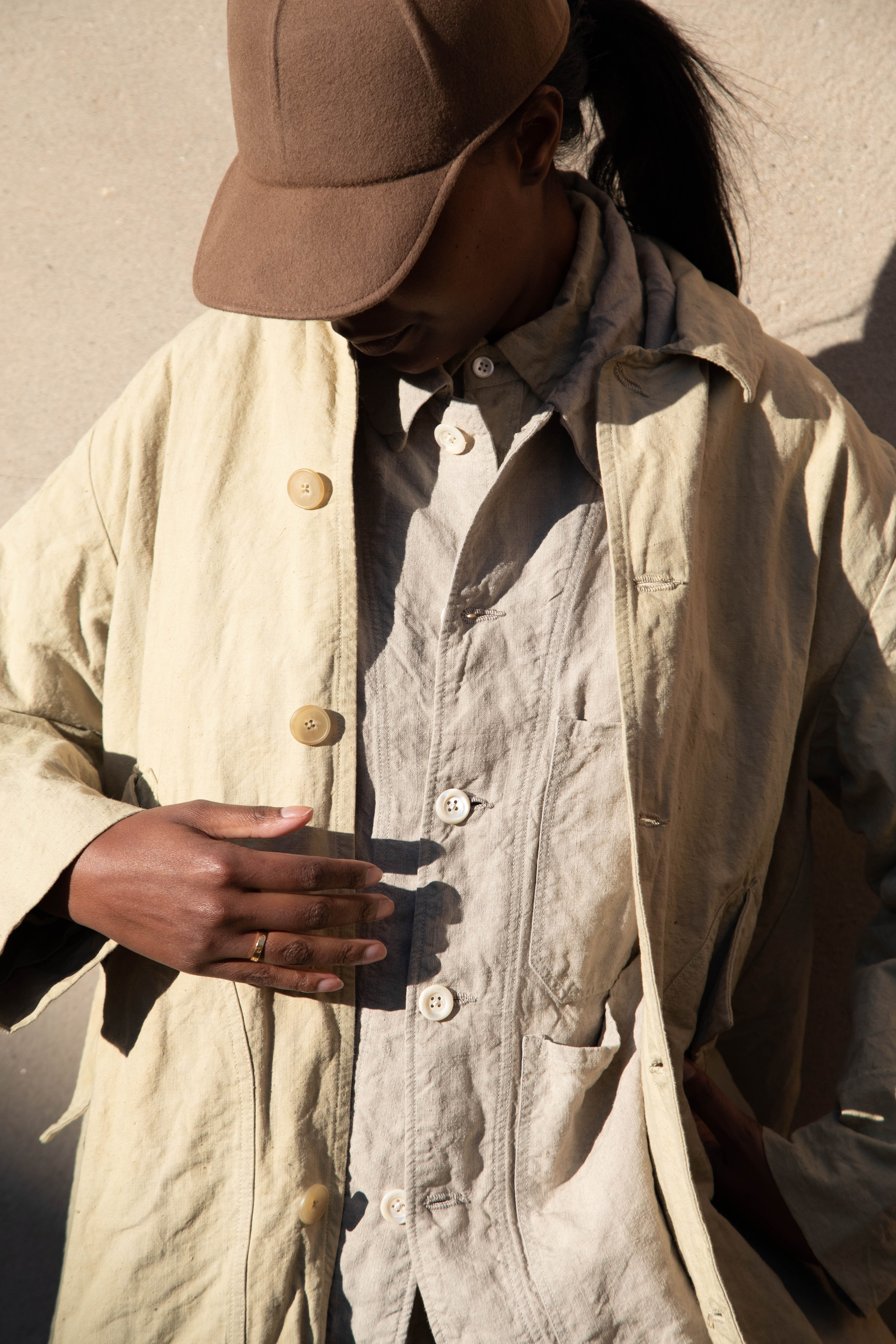 Oliver Church | Big Coat in Olive Antique French Linen Cotton - Image 50