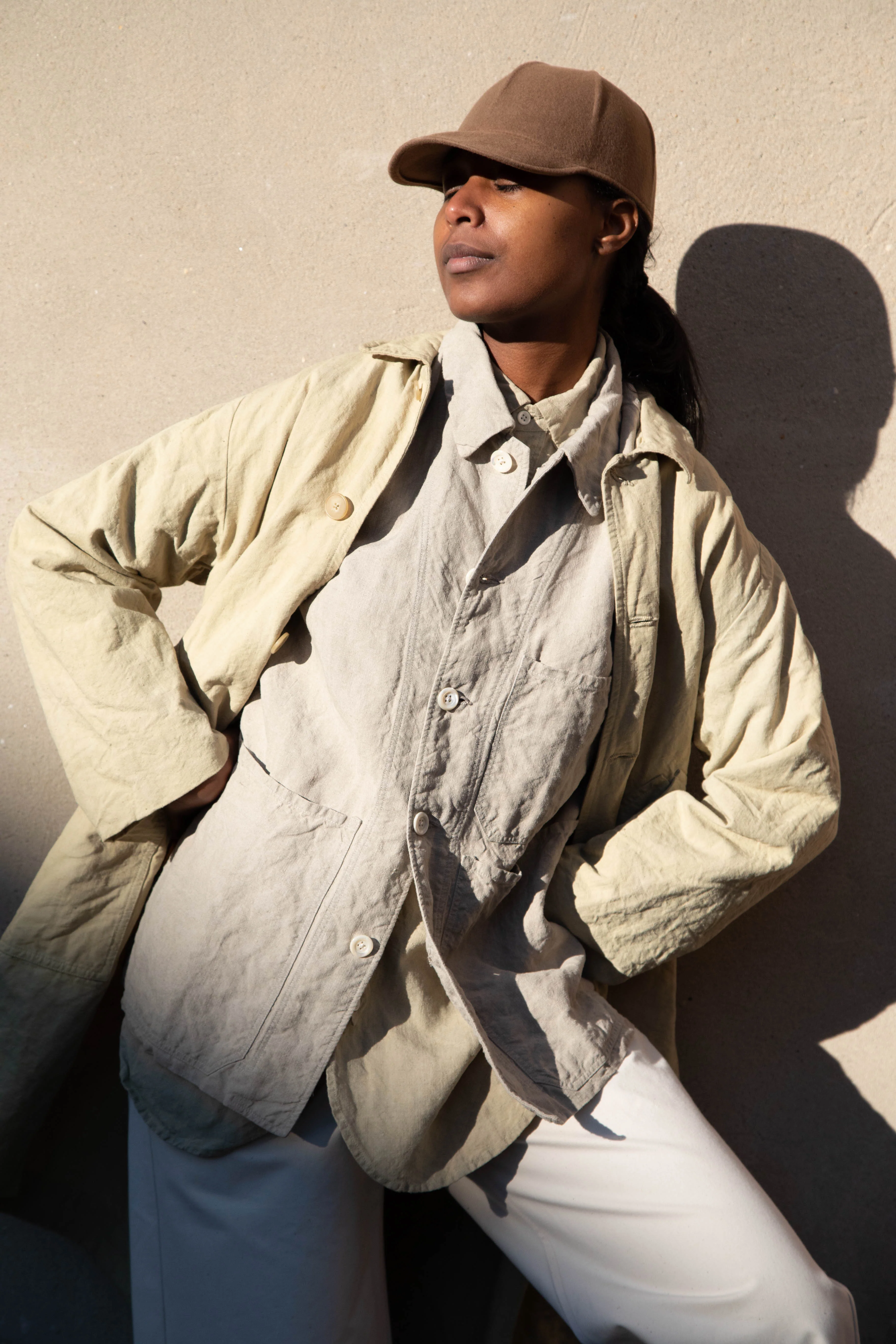 Oliver Church | Big Coat in Olive Antique French Linen Cotton - Image 55