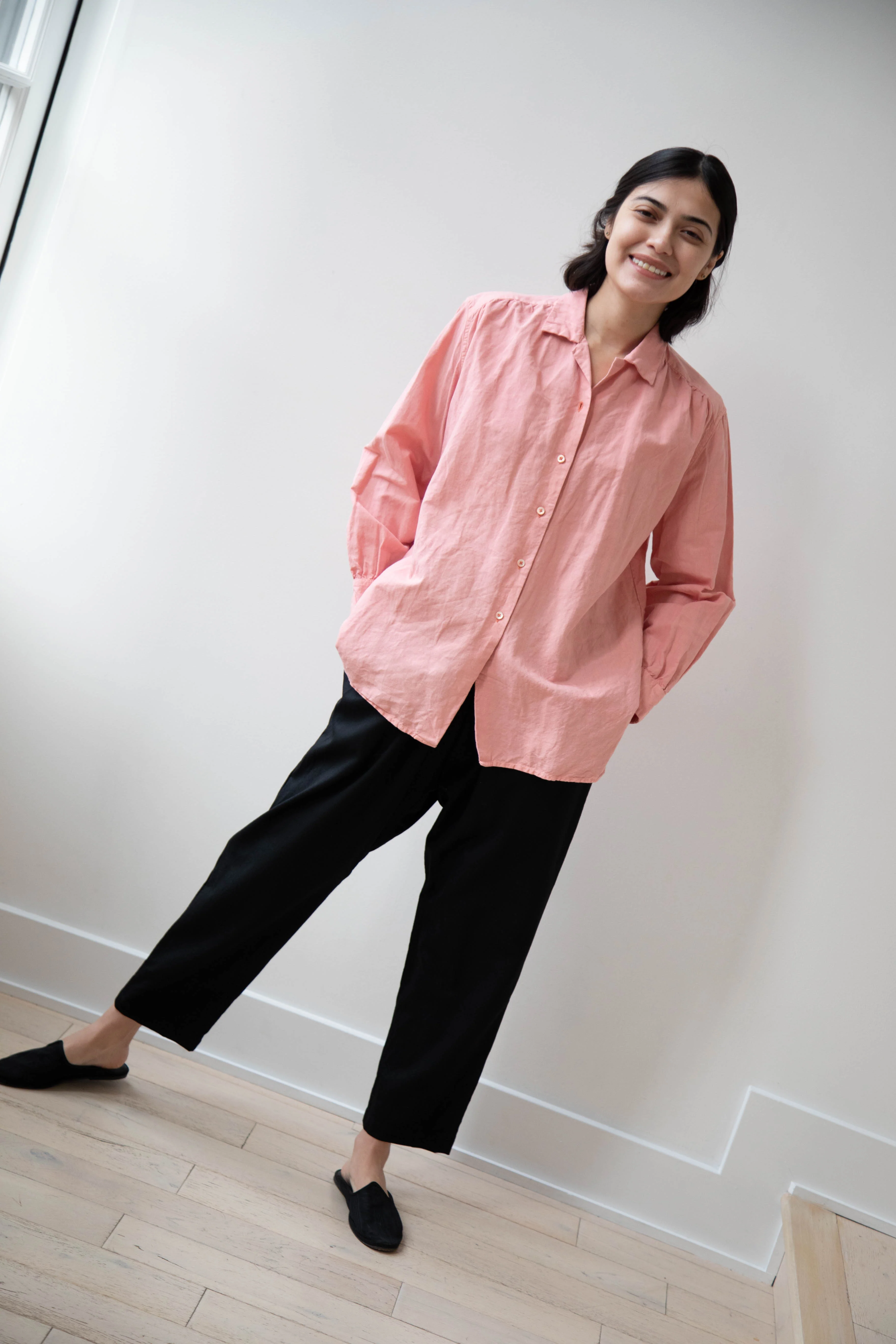 Oliver Church | Femme Scalloped Gather Shirt in Antique Madder - Image 35