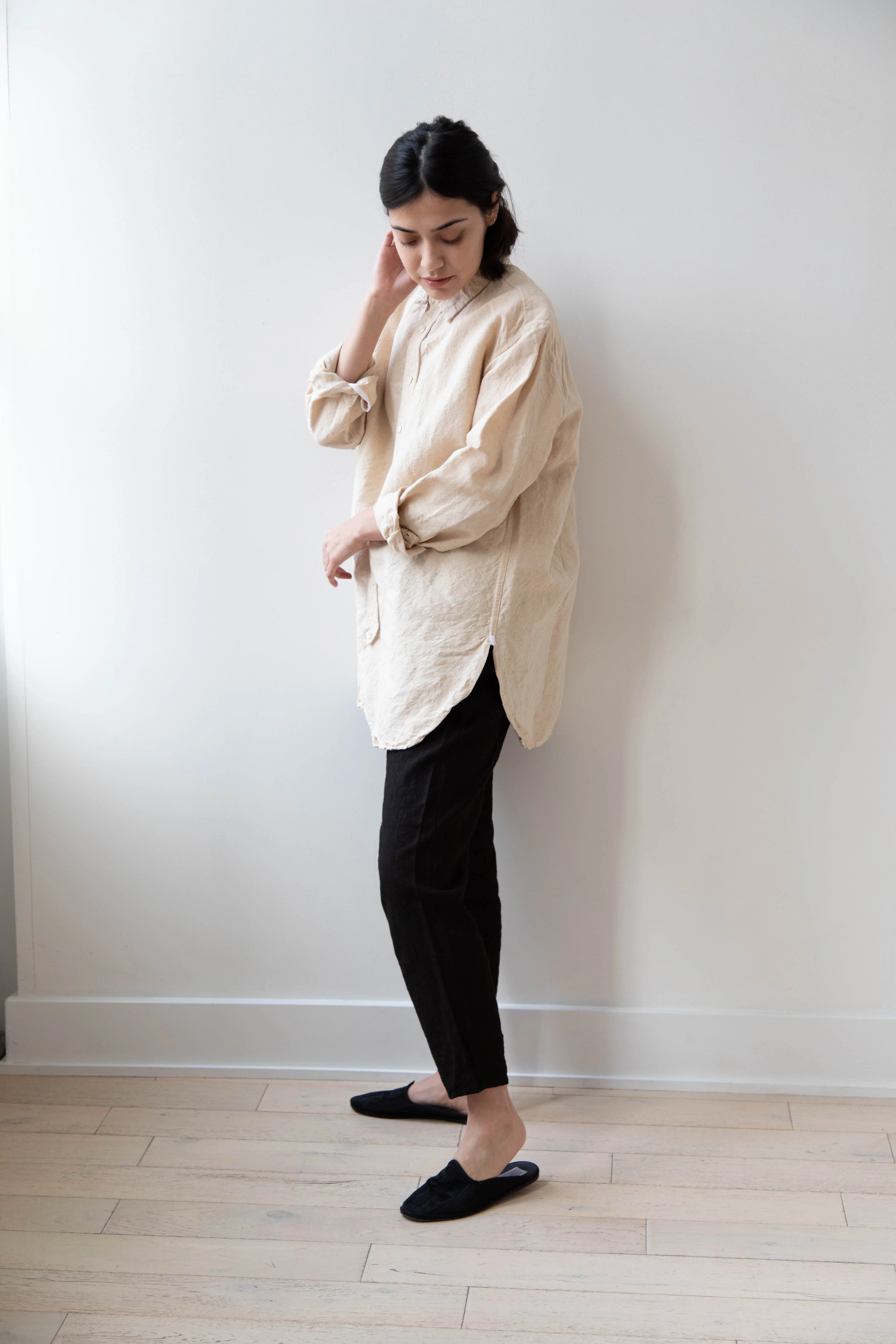 Oliver Church | Scalloped Shirt in Natural Antique Linen - Image 27