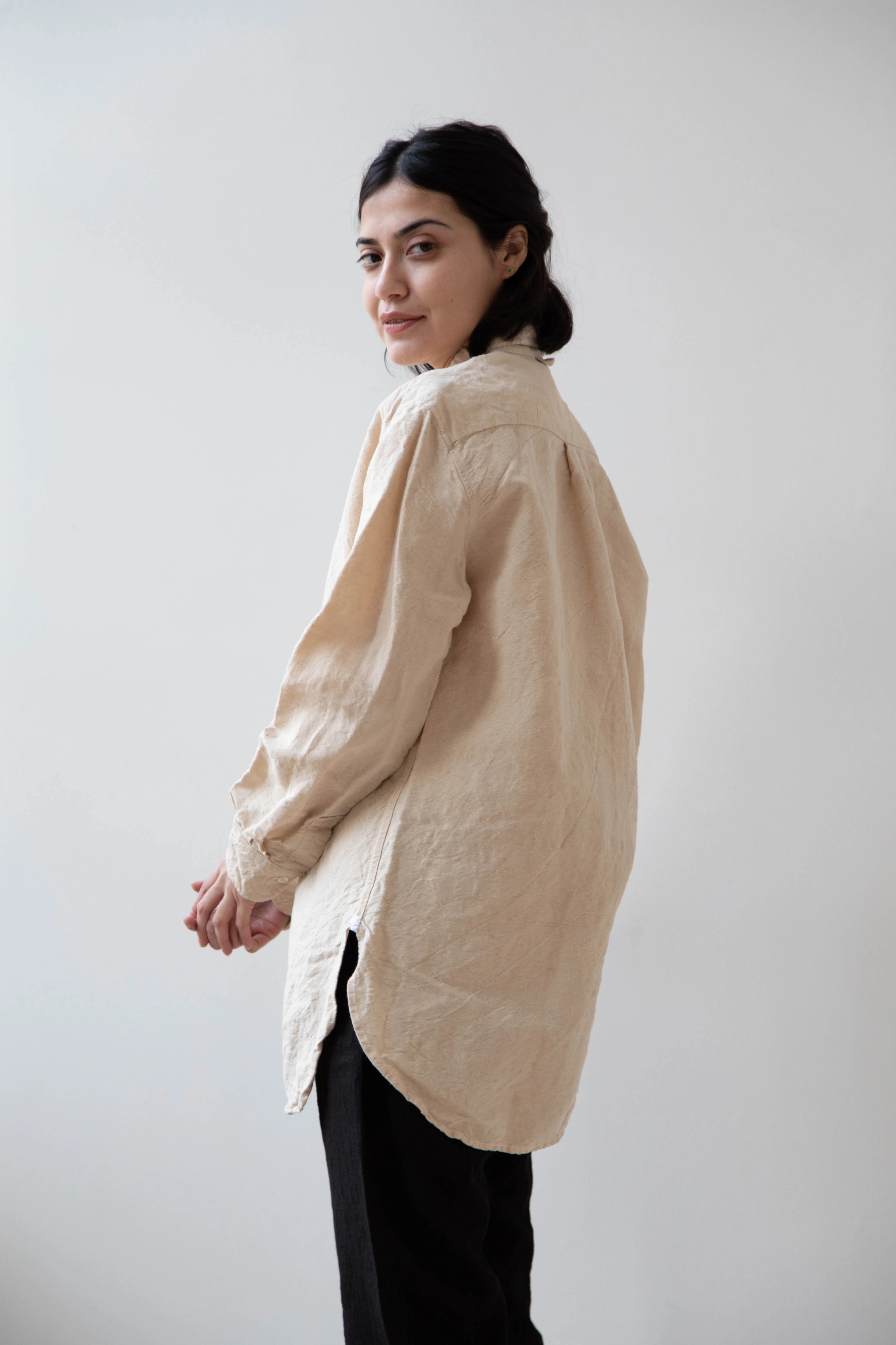 Oliver Church | Scalloped Shirt in Natural Antique Linen - Image 33