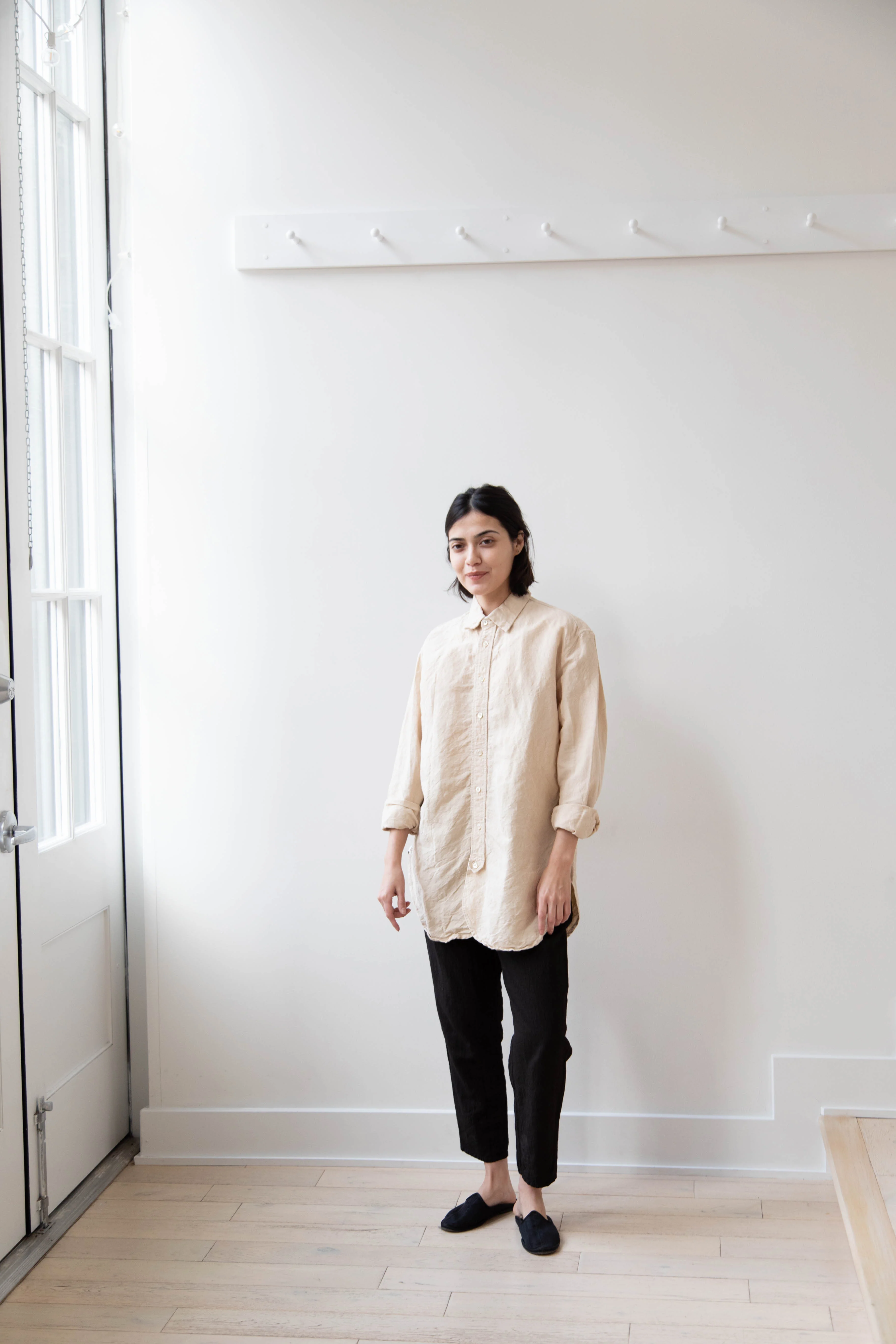 Oliver Church | Scalloped Shirt in Natural Antique Linen - Image 41