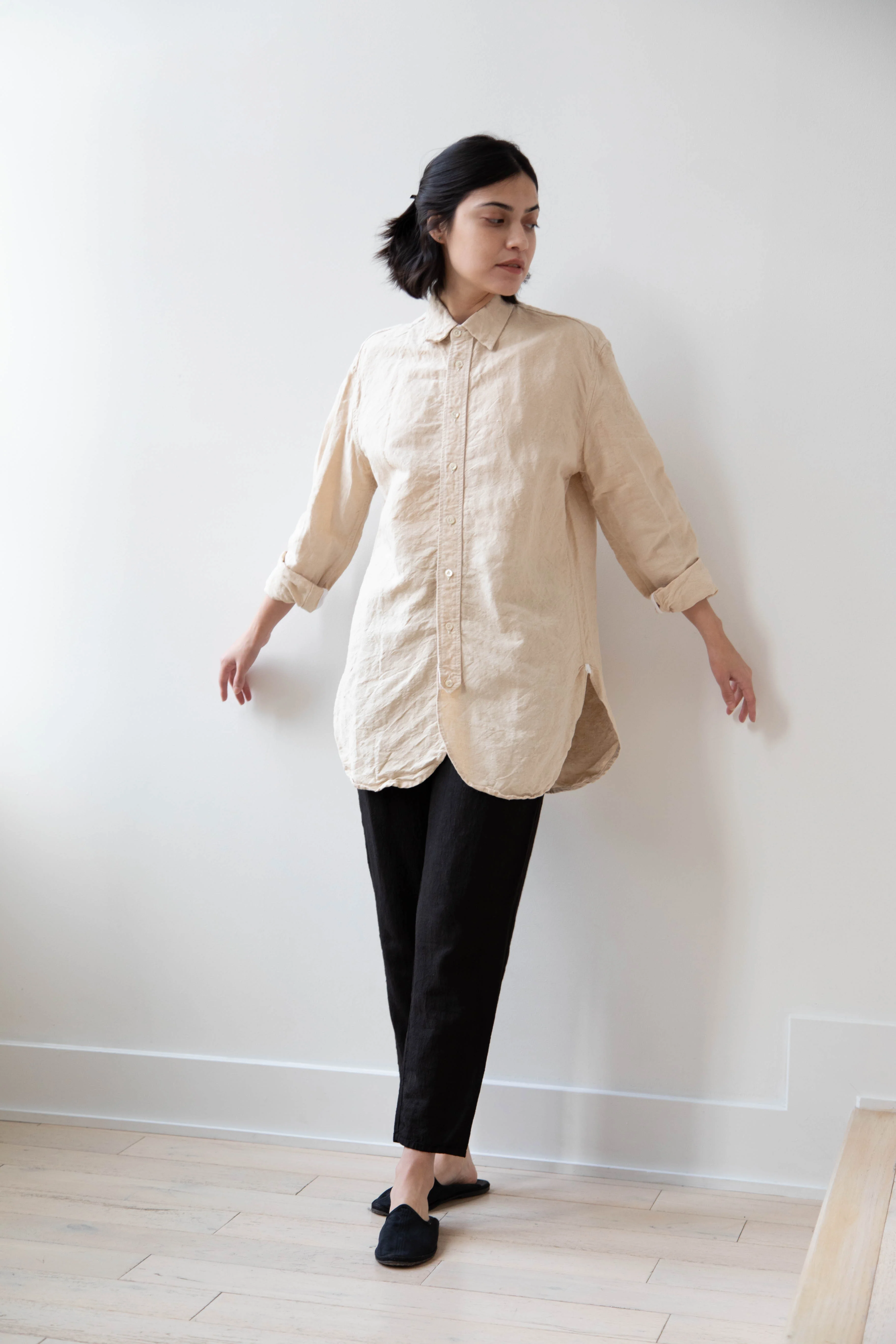 Oliver Church | Scalloped Shirt in Natural Antique Linen - Image 6