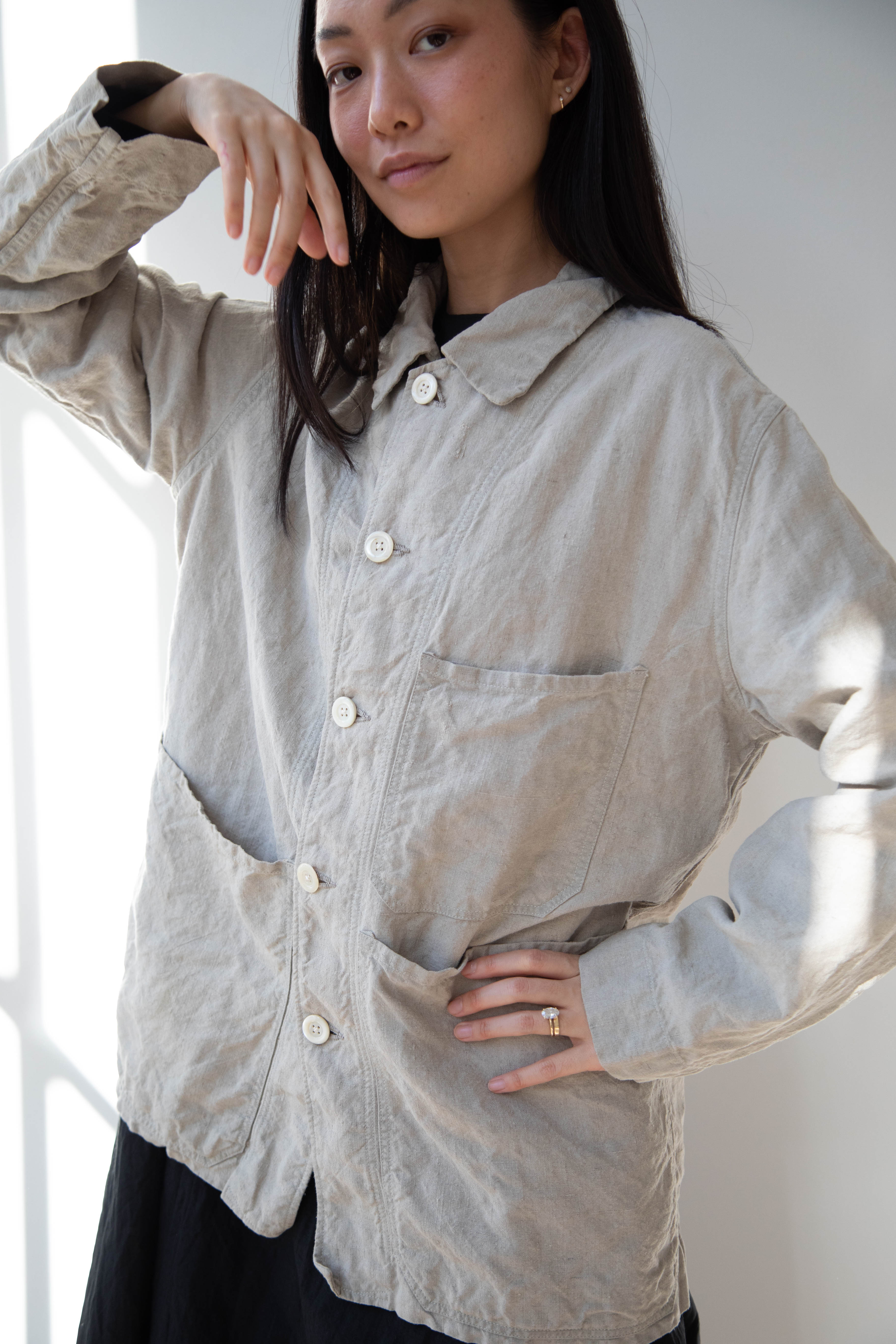 Oliver Church | Three Pocket Jacket in Dusty Olive Antique French Linen - Image 53