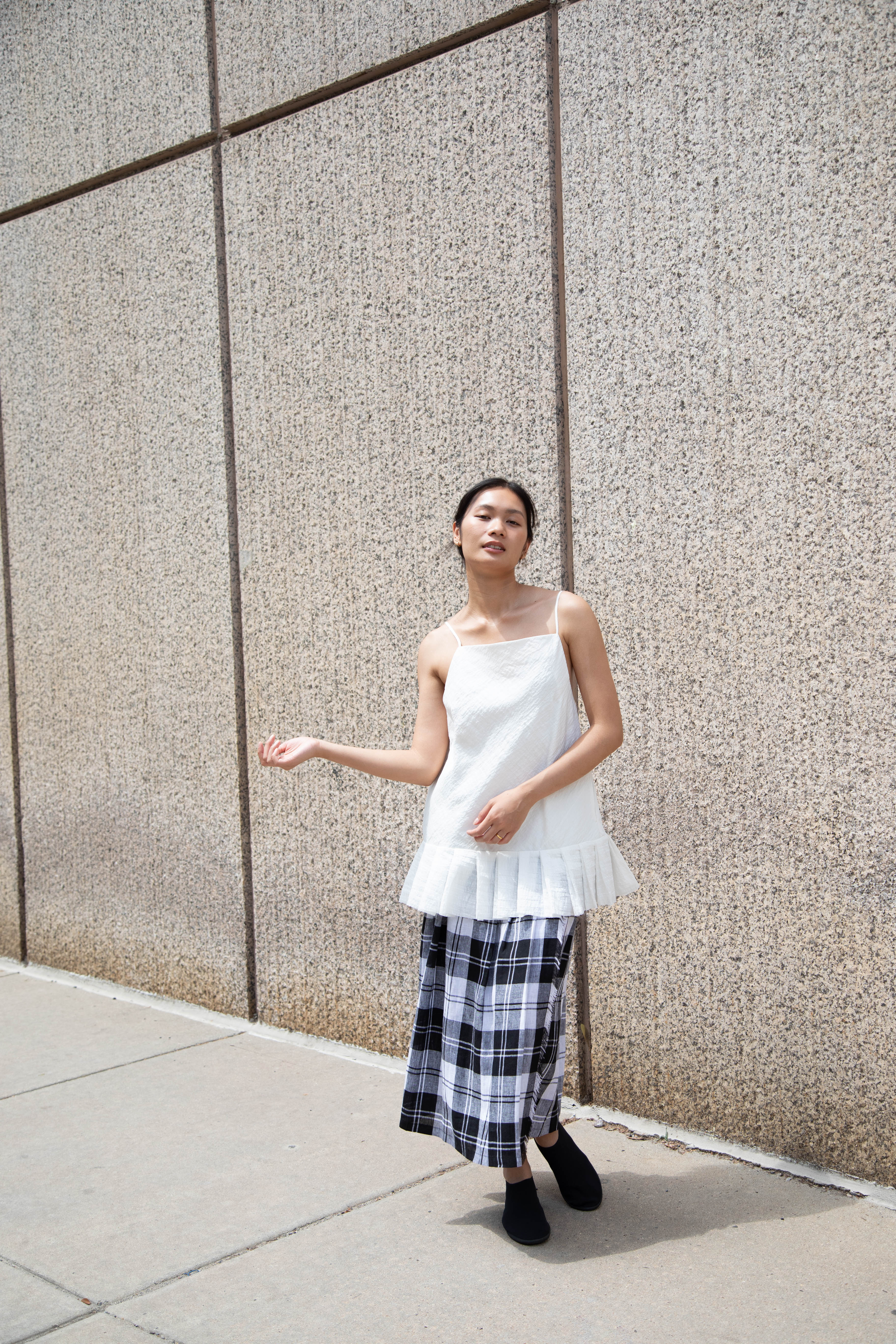 O'Neil of Dublin | Linen Pleated Skirt in Black Check - Image 43
