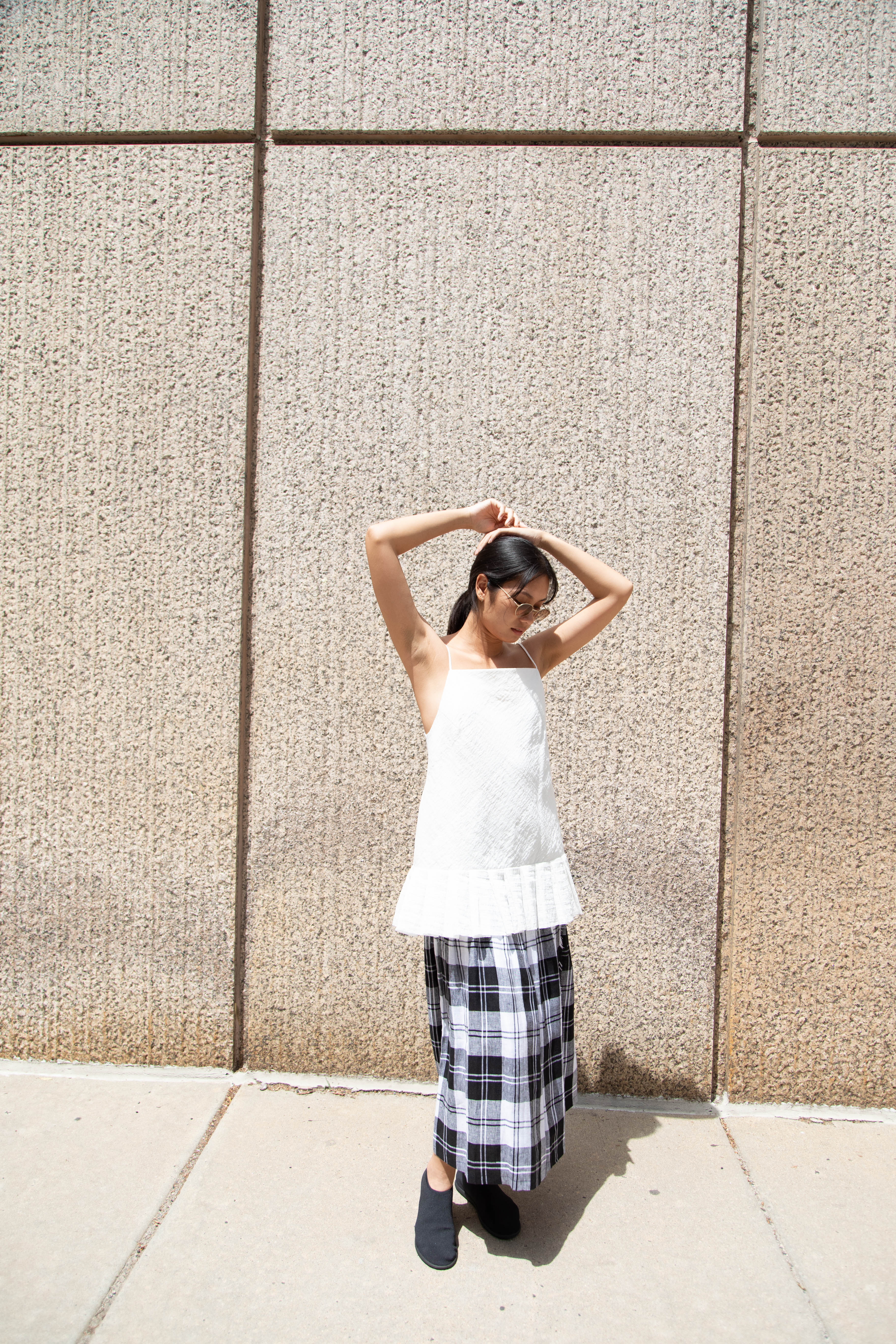 O'Neil of Dublin | Linen Pleated Skirt in Black Check - Image 44