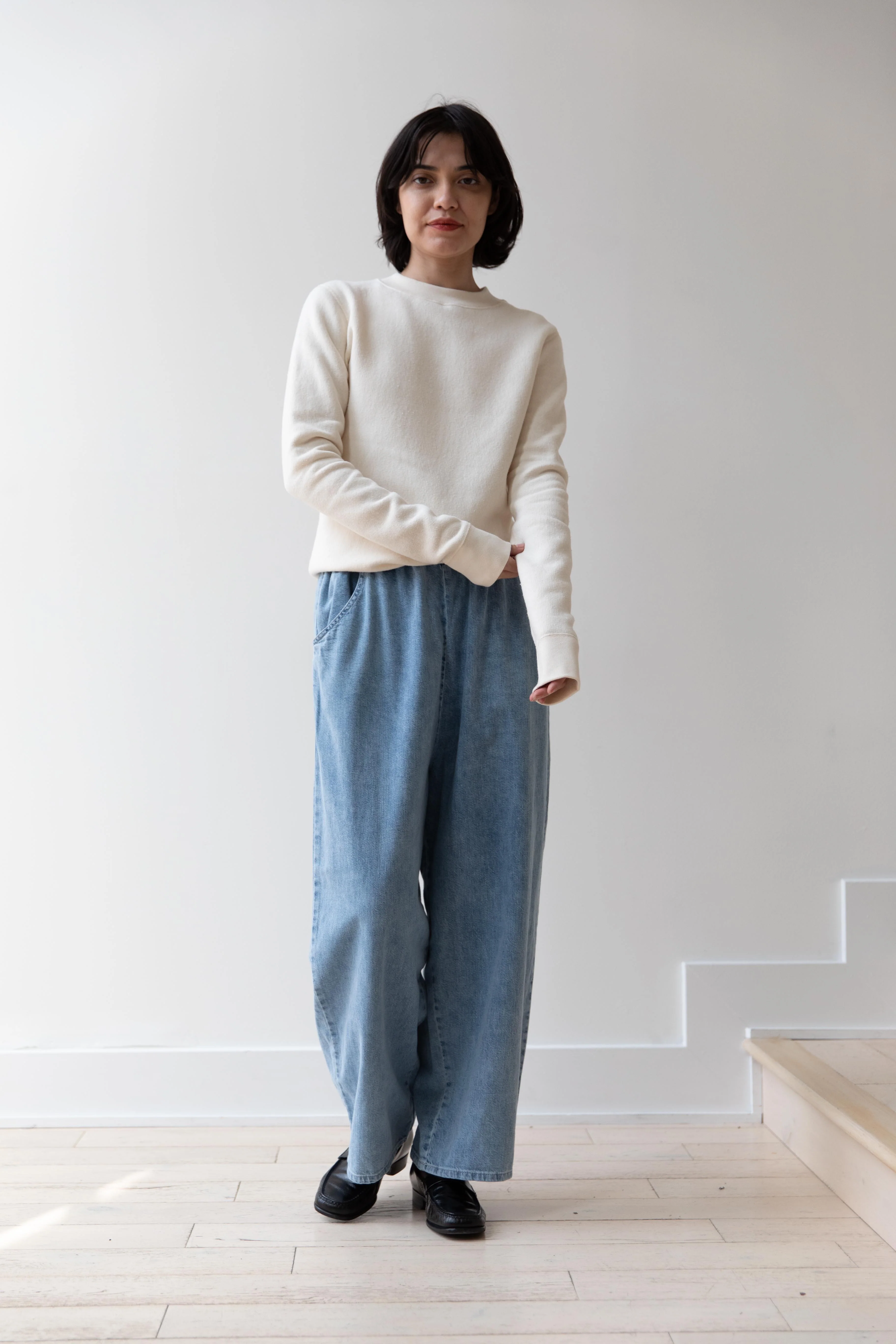 Pas de Calais | Natural Denim Easy Pants in Ice Blue - Image 21