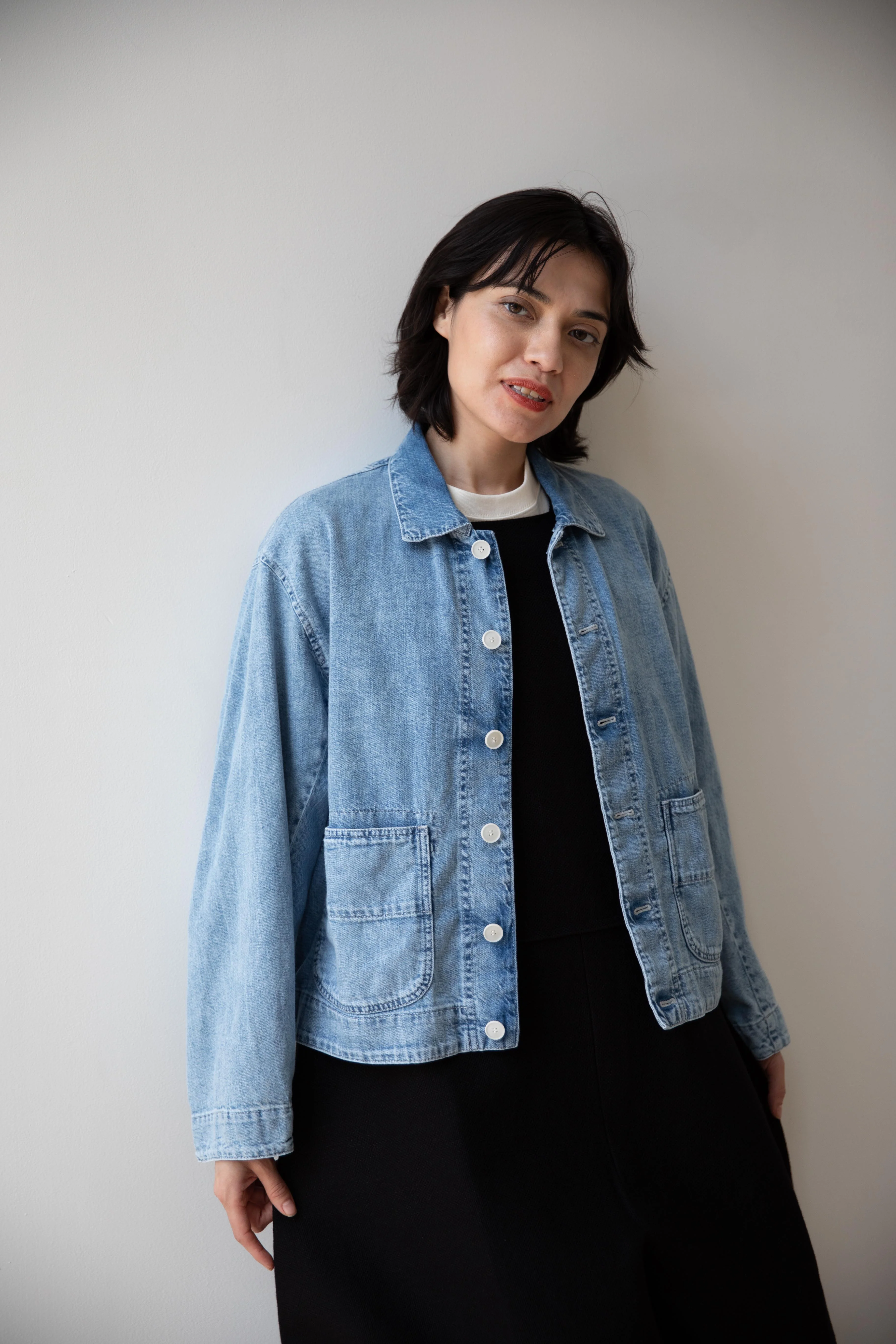 Pas de Calais | Natural Denim Jacket in Ice Blue - Image 13