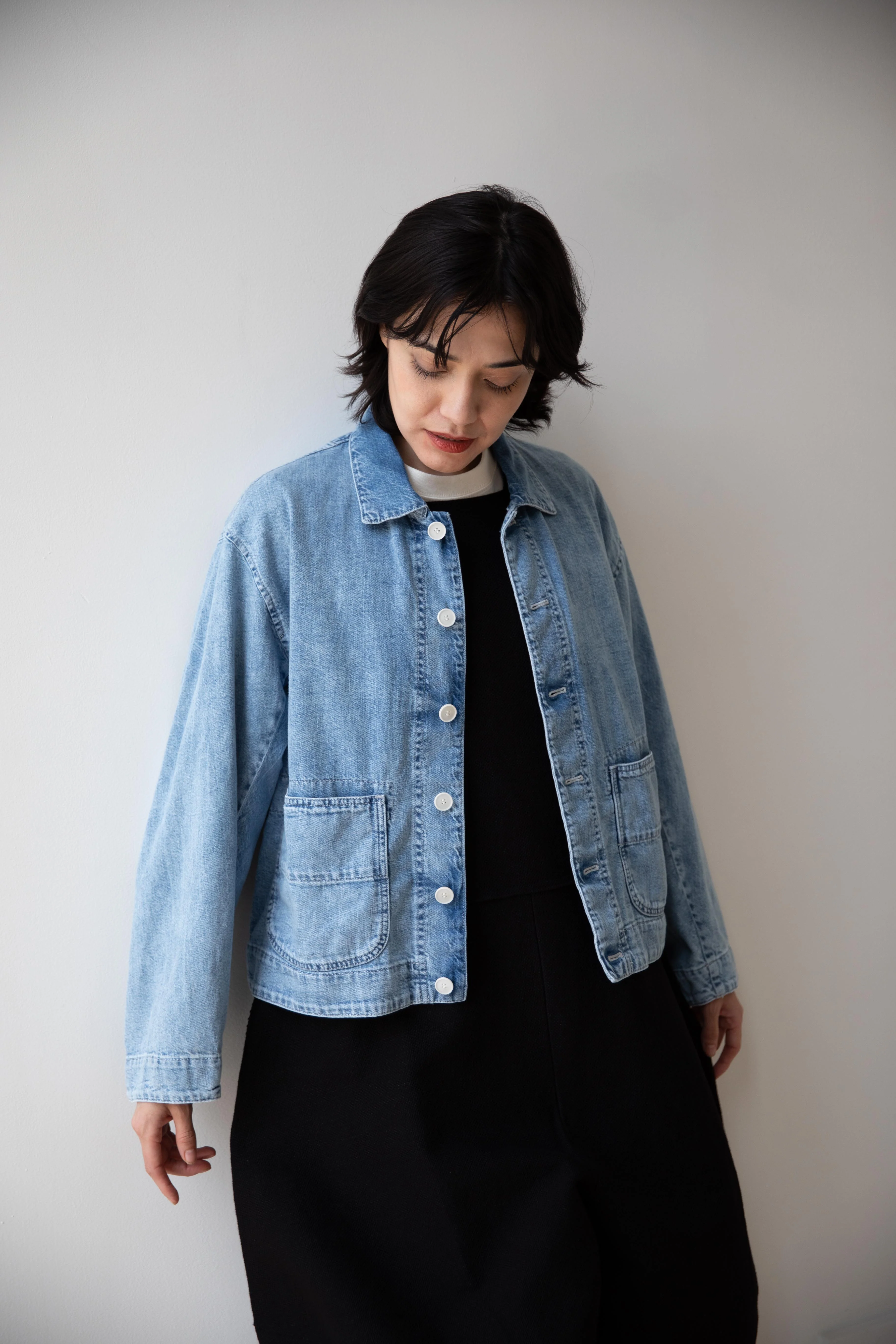 Pas de Calais | Natural Denim Jacket in Ice Blue - Image 14
