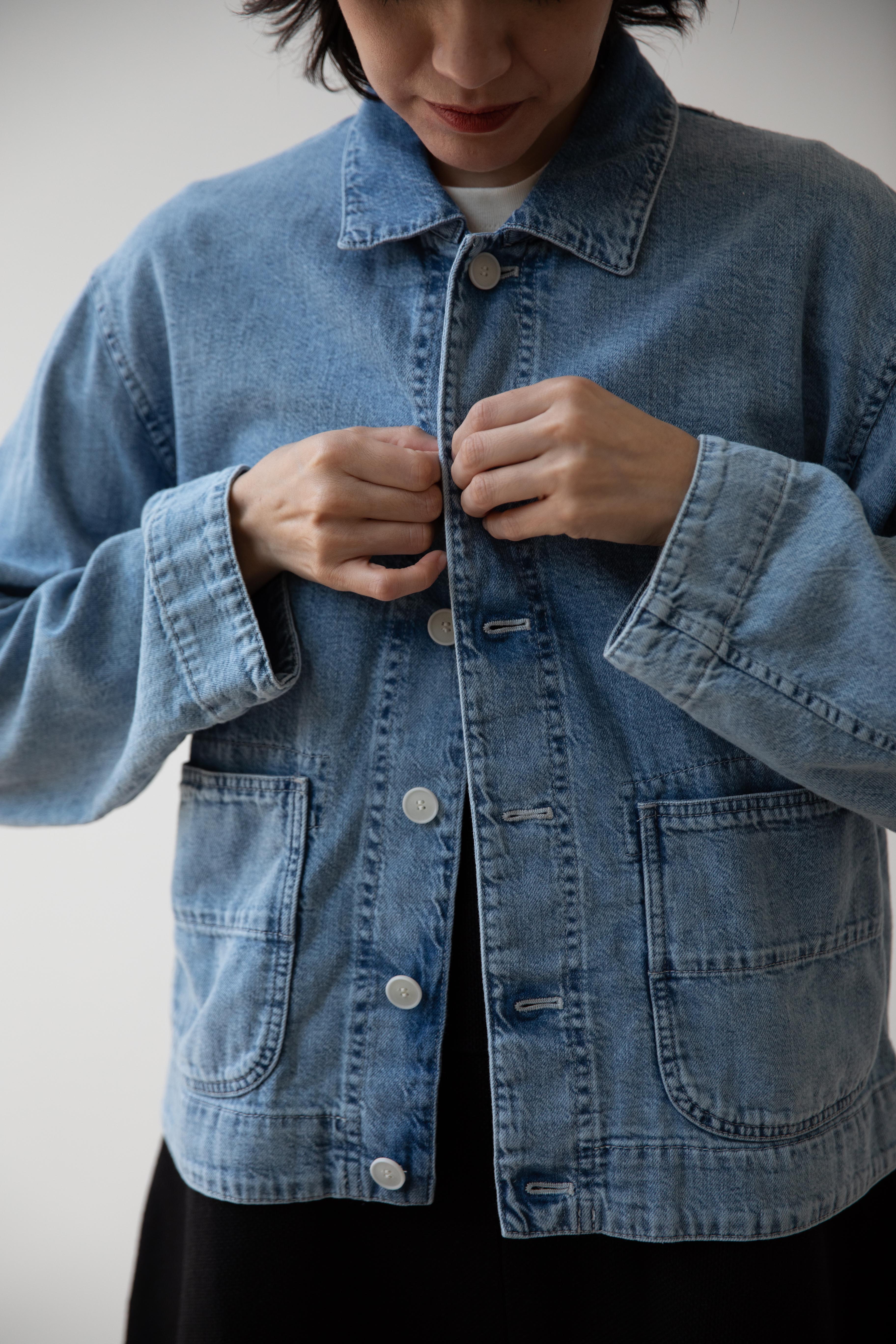 Pas de Calais | Natural Denim Jacket in Ice Blue - Image 17
