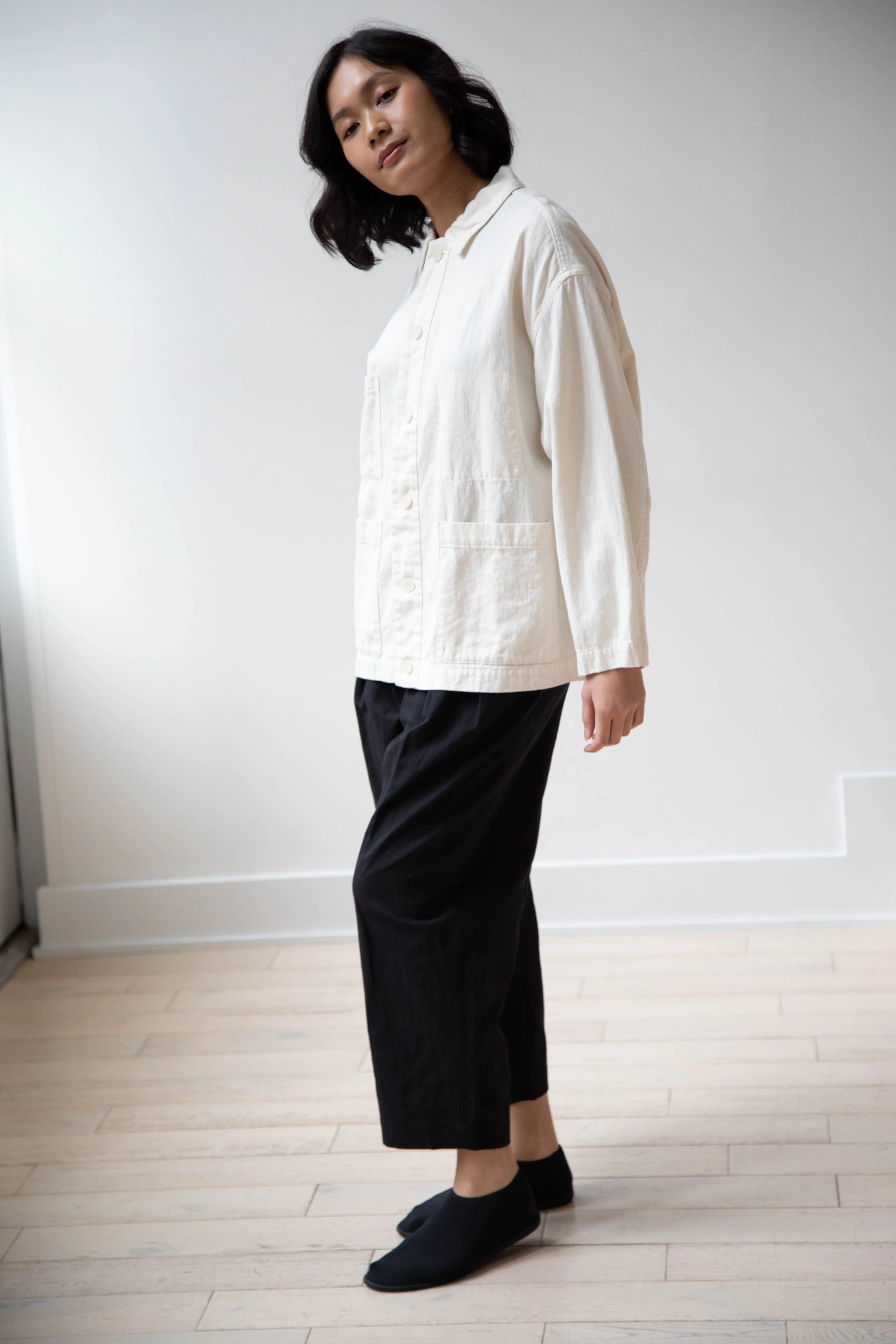 Pas de Calais | Cotton Linen Satin Coverall Jacket Natural - Image 18