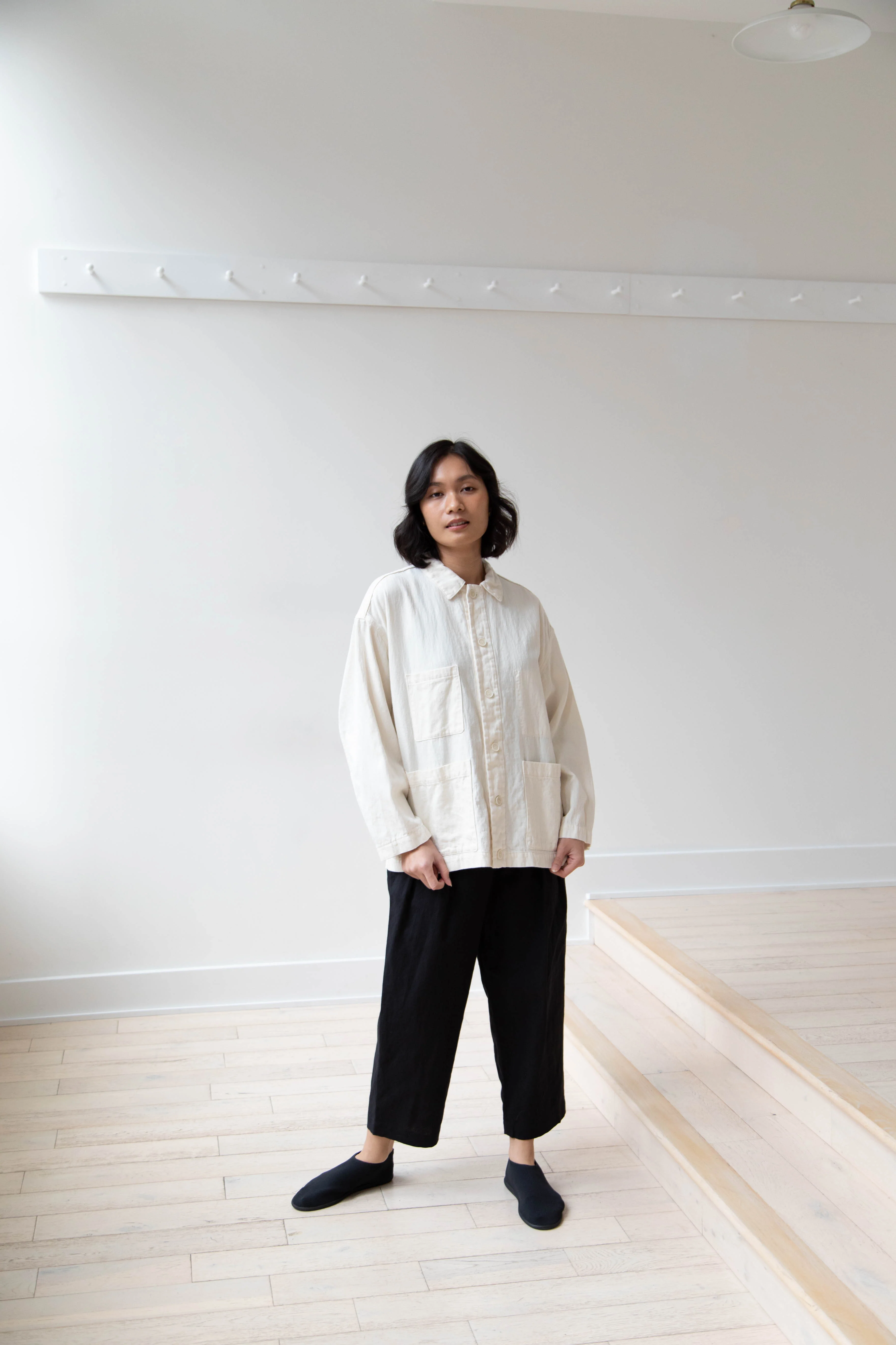 Pas de Calais | Cotton Linen Satin Coverall Jacket Natural - Image 20