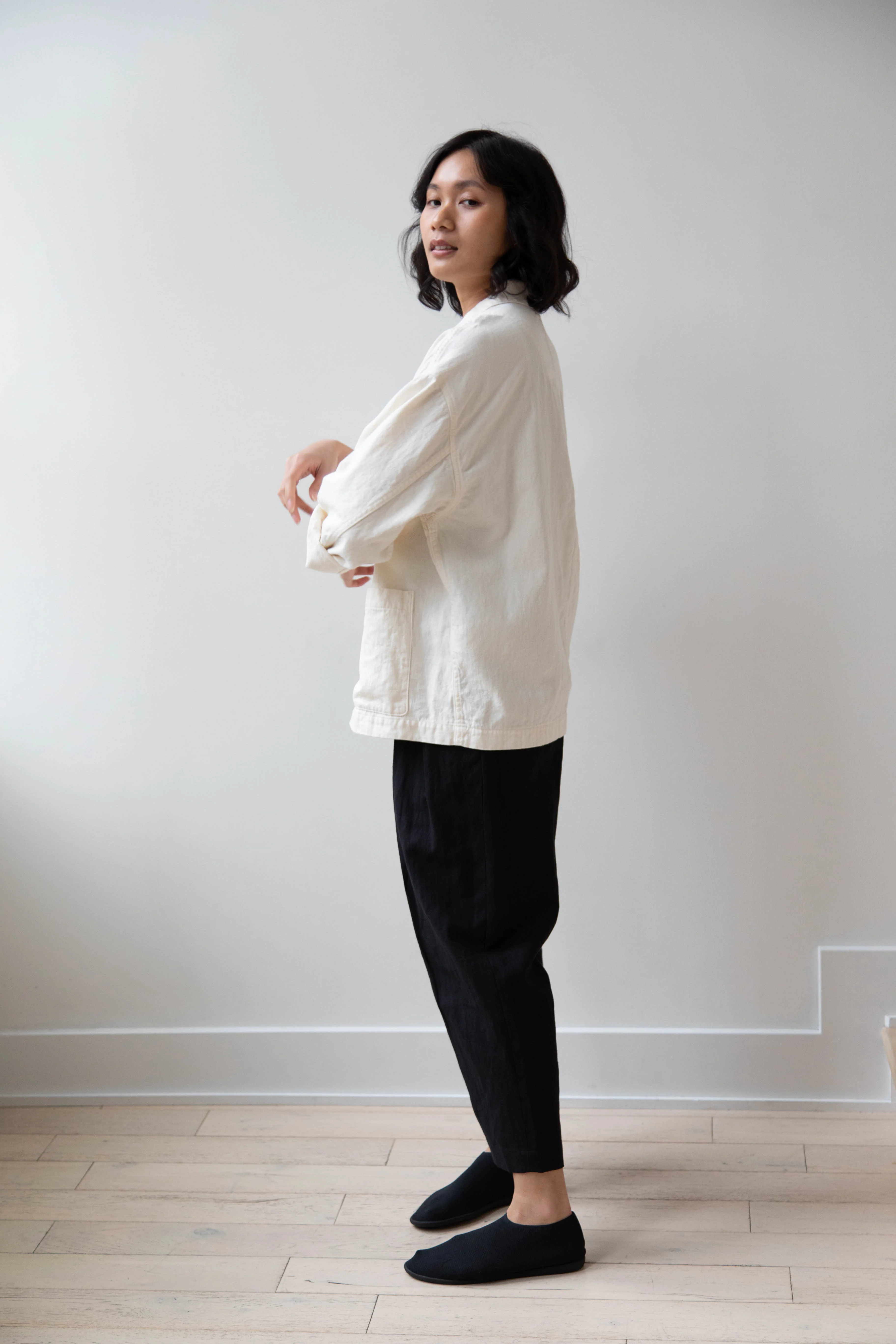 Pas de Calais | Cotton Linen Satin Coverall Jacket Natural - Image 28
