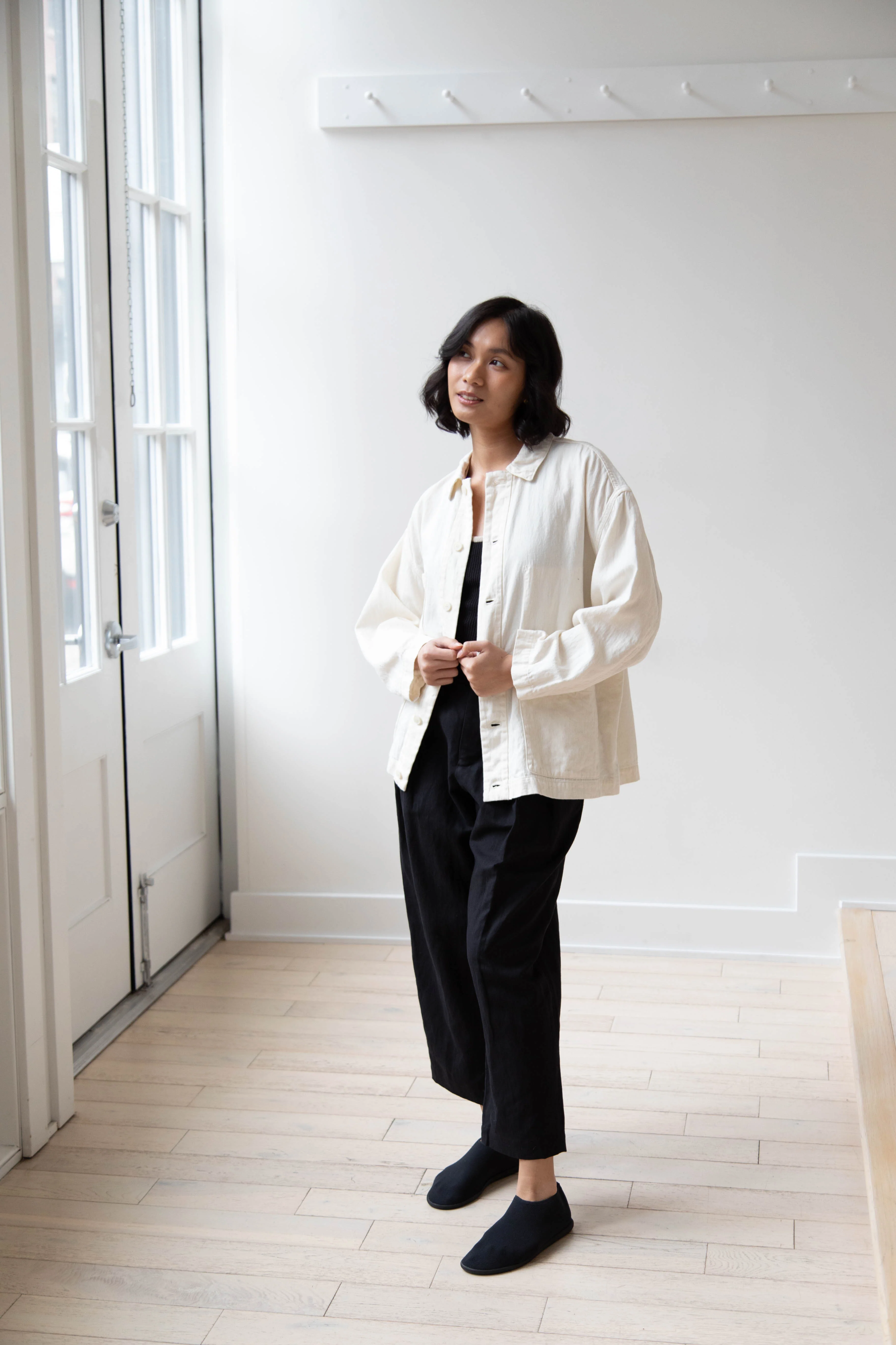 Pas de Calais | Cotton Linen Satin Coverall Jacket Natural - Image 7