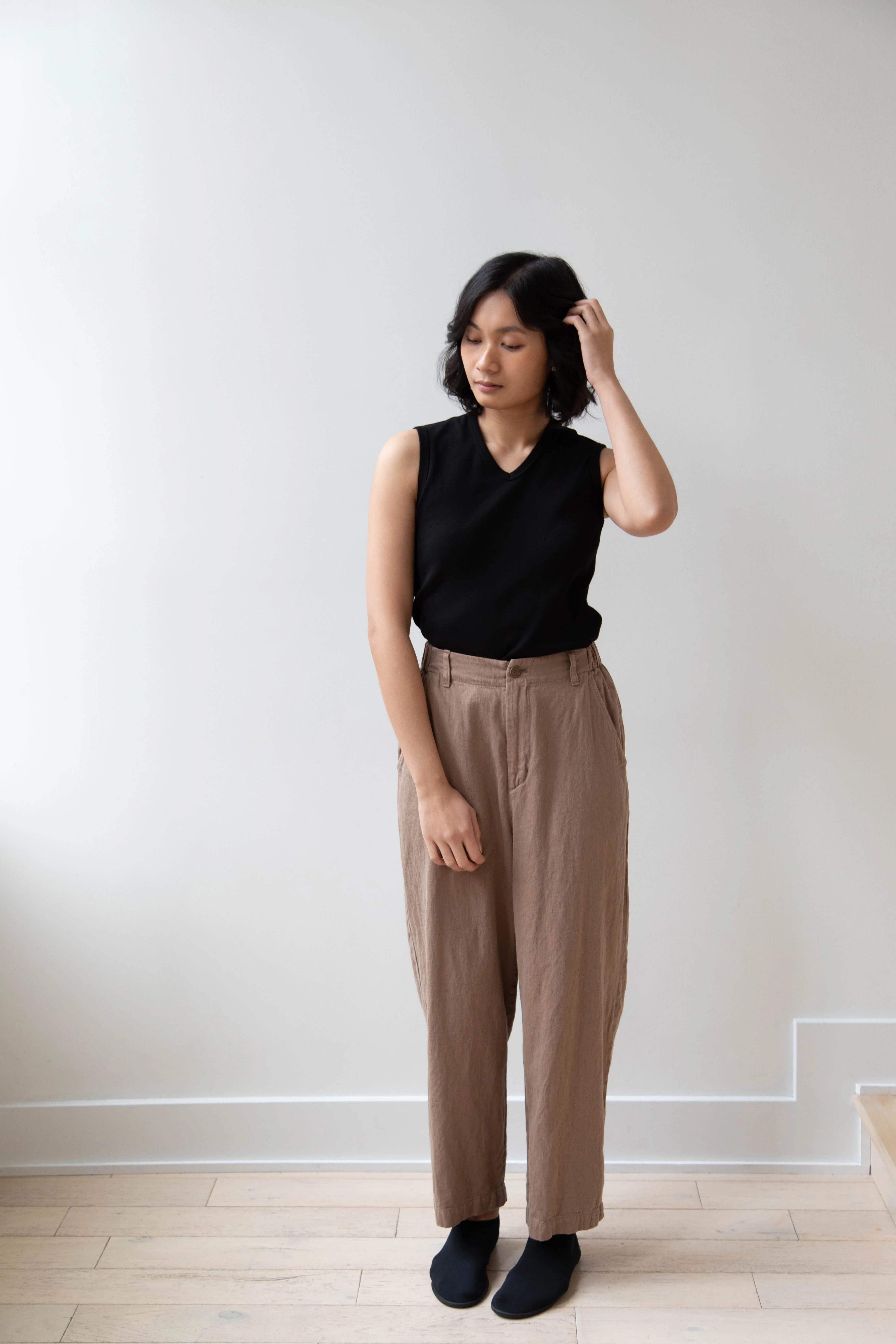 Pas de Calais | Cotton Linen Satin Wide Pants Beige - Image 19