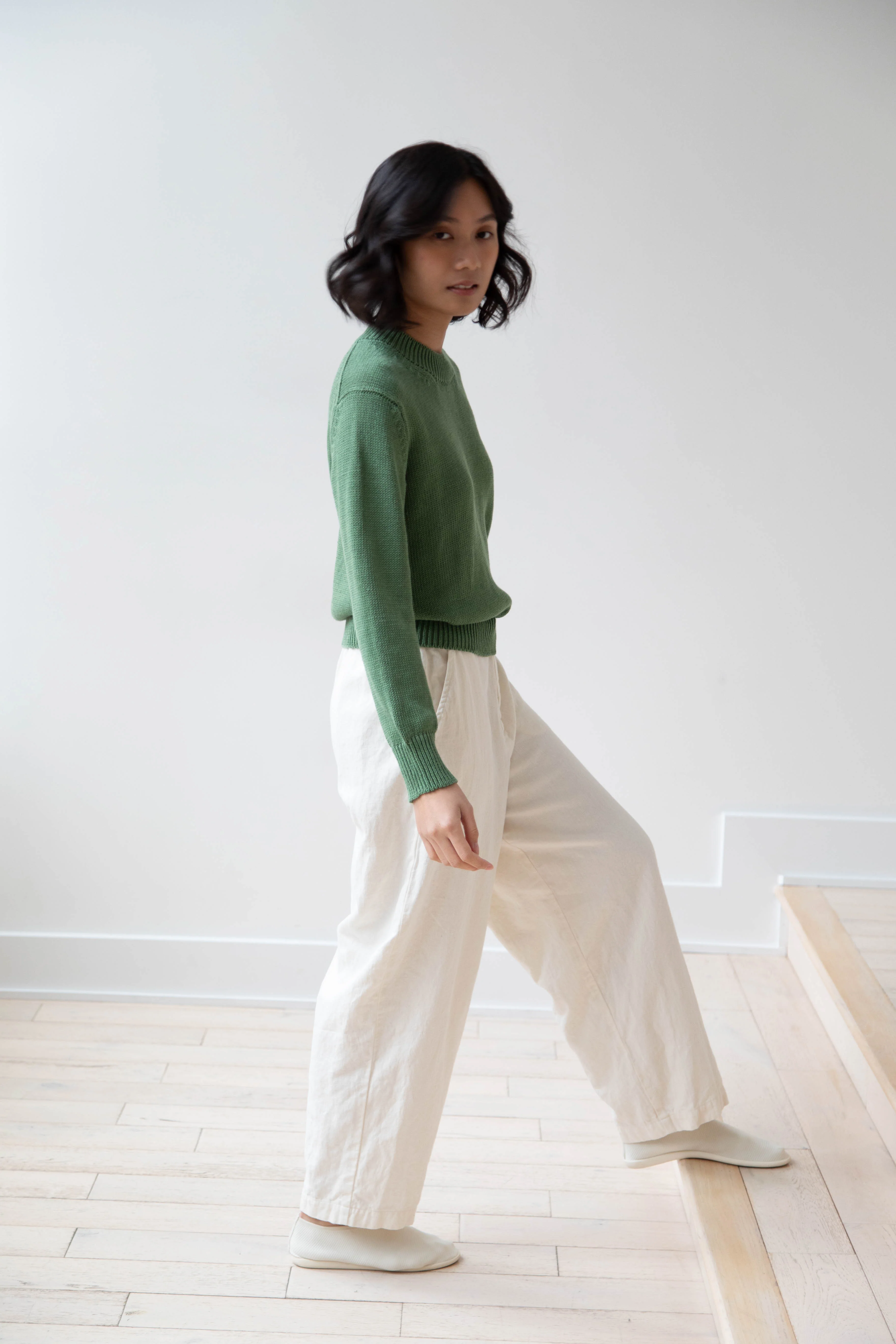 Pas de Calais | Cotton Linen Satin Wide Pants Natural - Image 12