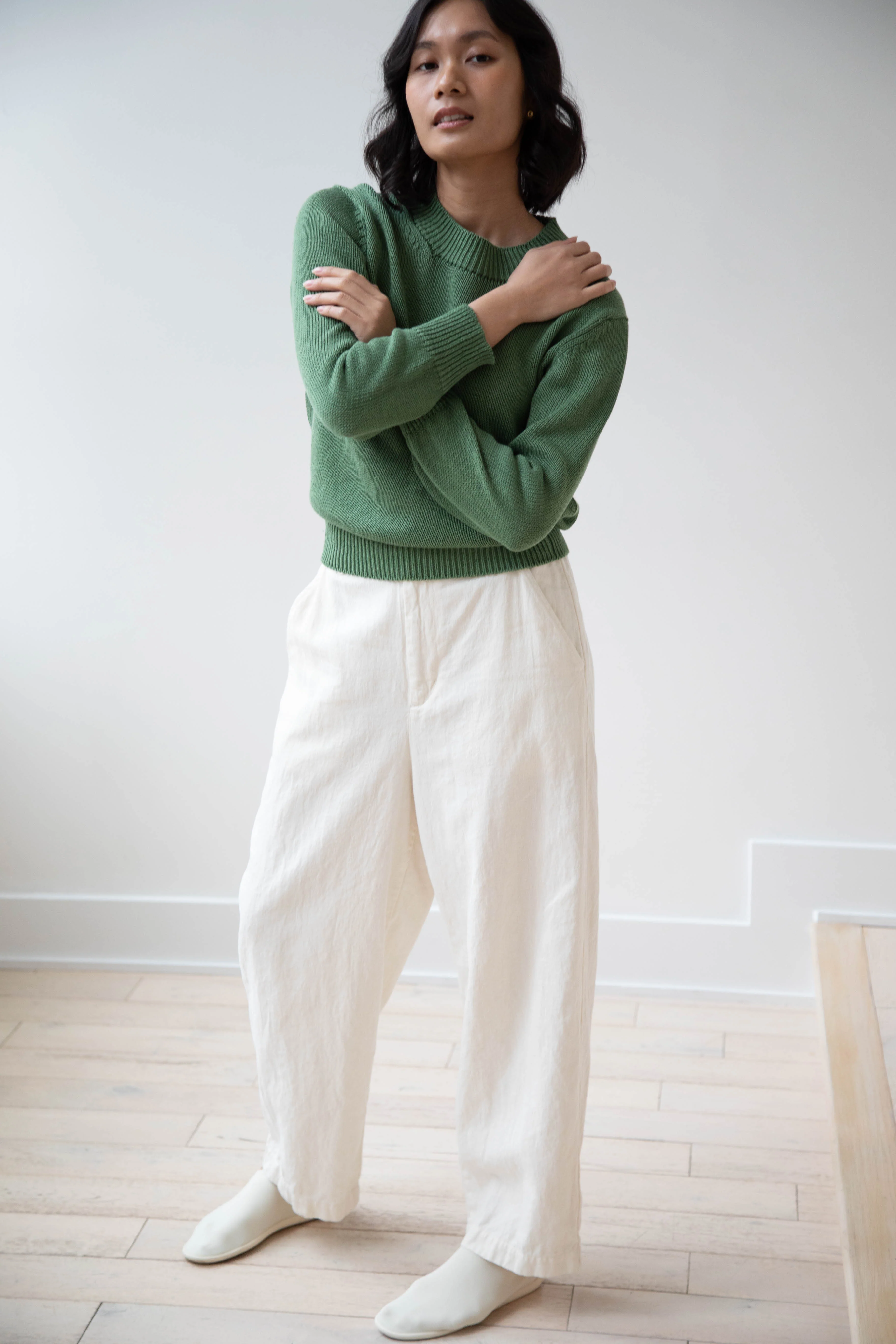 Pas de Calais | Cotton Linen Satin Wide Pants Natural - Image 13