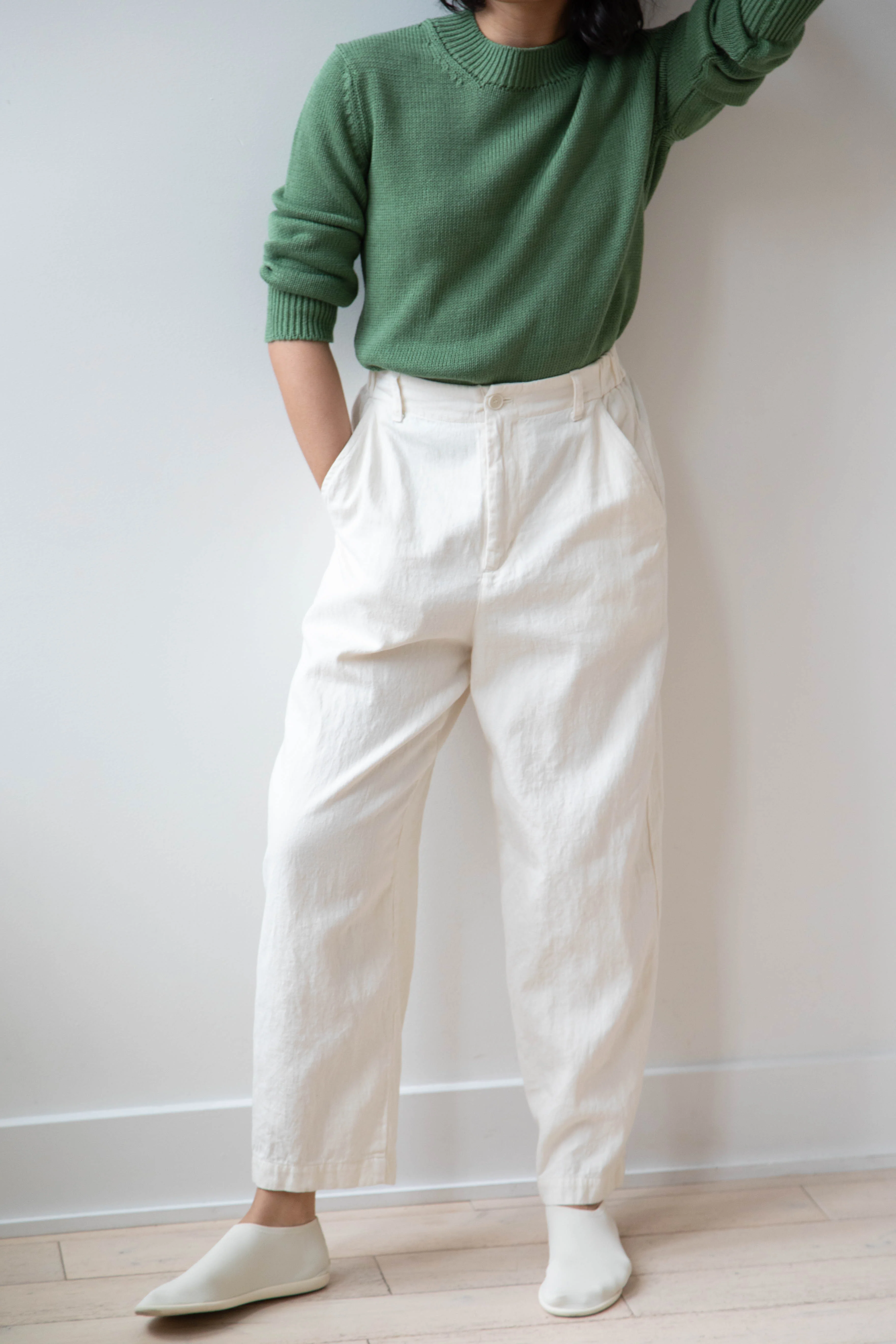 Pas de Calais | Cotton Linen Satin Wide Pants Natural - Image 24