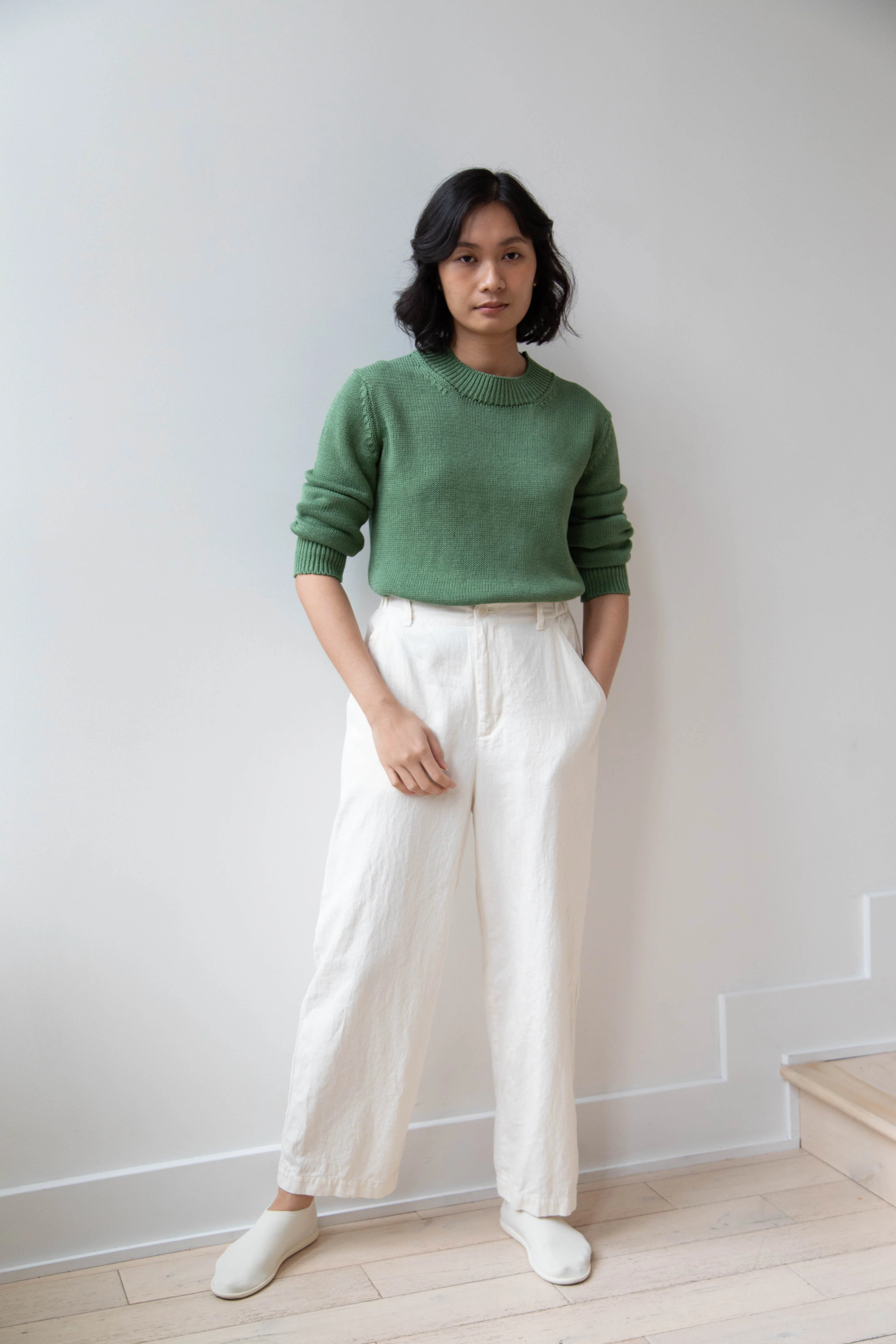 Pas de Calais | Cotton Linen Satin Wide Pants Natural - Image 26