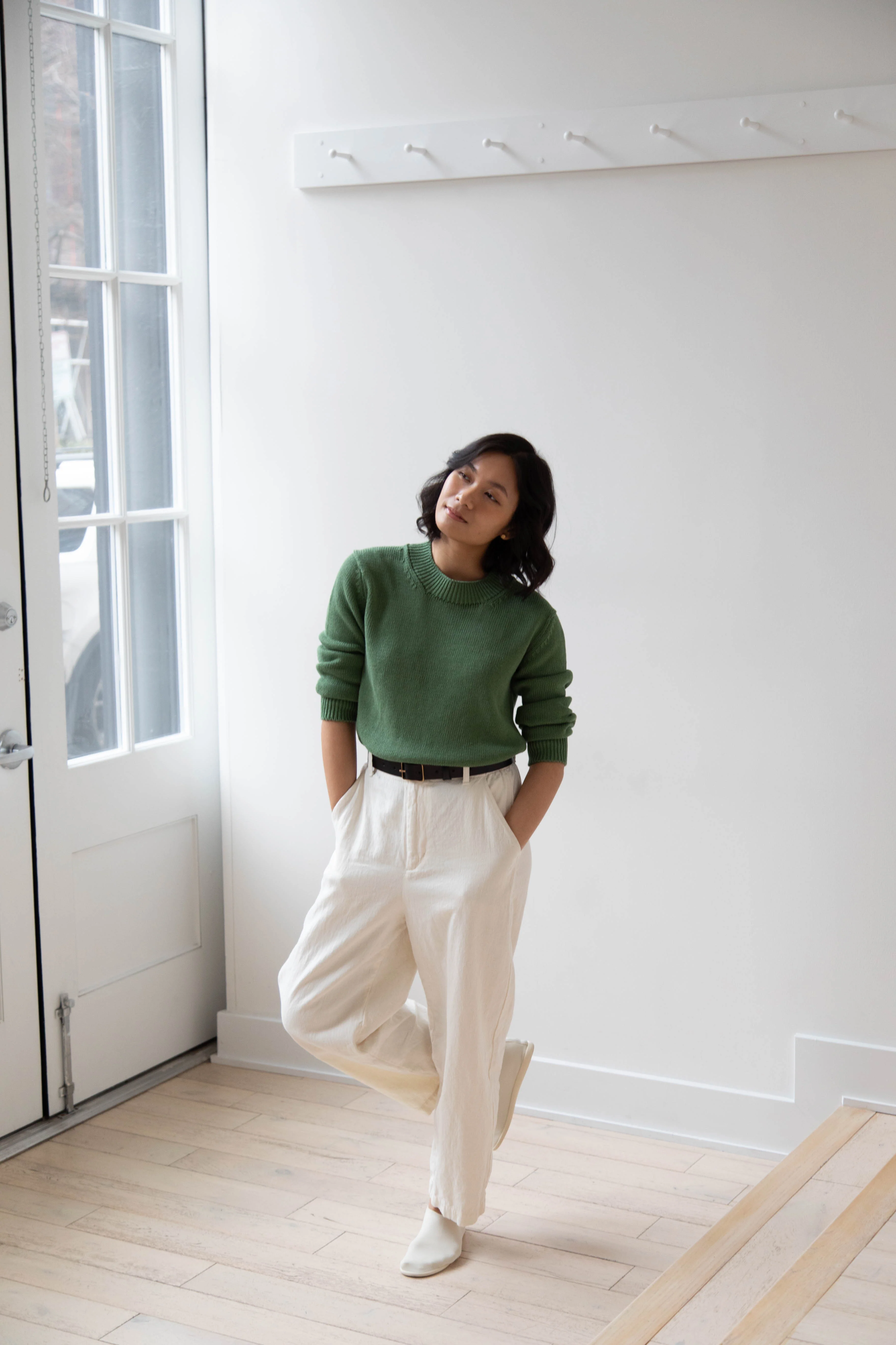 Pas de Calais | Cotton Linen Satin Wide Pants Natural - Image 39